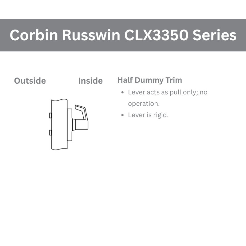 Corbin Russwin CLX3350 AZD Half Dummy Non-Keyed Cylindrical Door Lock - Secure Interior & Closet Doors for Home & Office Use