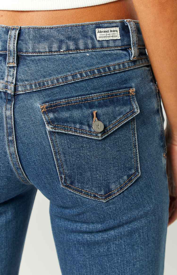 Abrand 99 Low Straight Elena Mid Wash Jeans for Women - Comfortable Stretch Denim Pants - Perfect for Casual Wear, Office & Weekend Outings