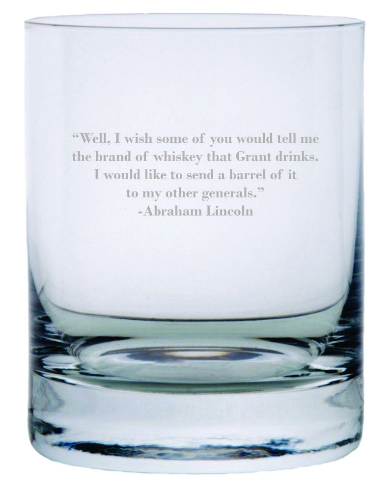 Stolzle 11oz Crystal Rocks Glass - Abraham Lincoln Quote - Bar & Home Decor