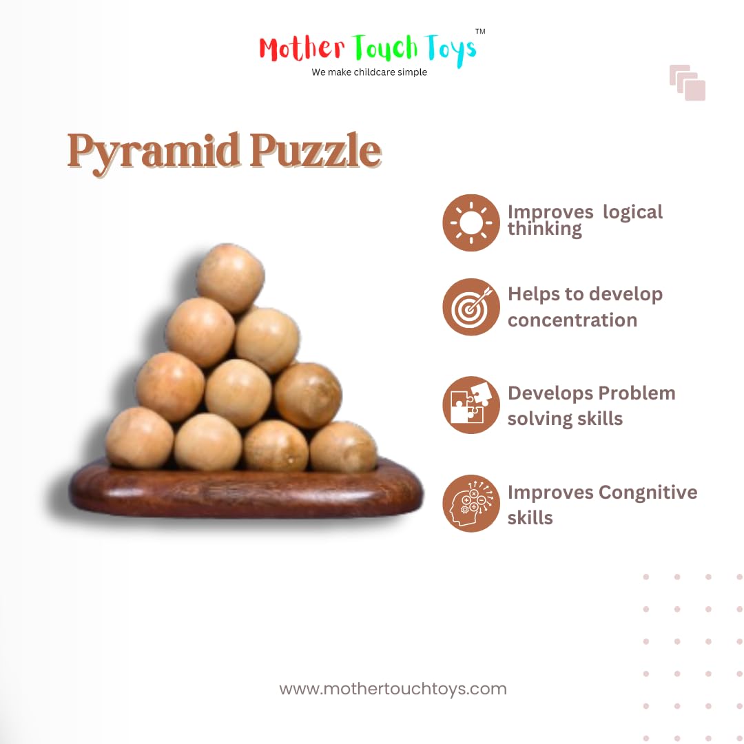 Eco-Friendly Wooden Pyramid Puzzle Toy for Kids - Safe Learning & Play