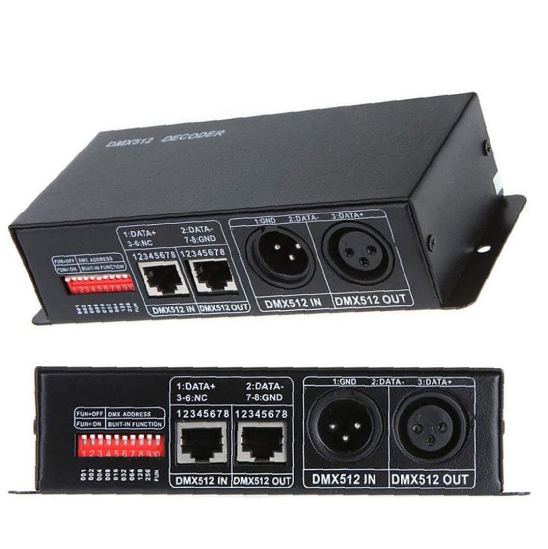 3 Channel DMX512 LED Controller - RGB Strip Light Decoder & Dimmer for Stage Lighting, Home Theater & Architectural Lighting (Black)