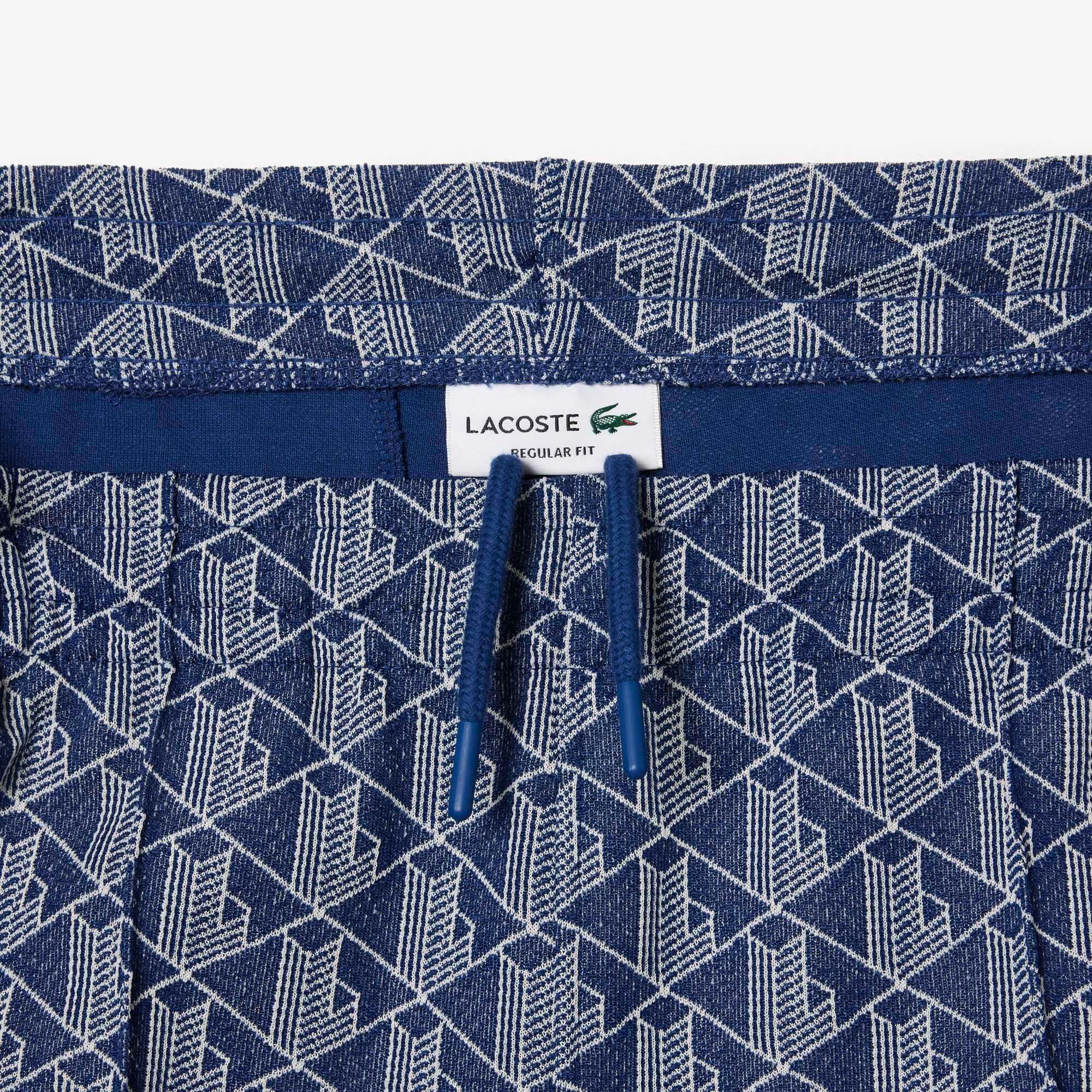 Lacoste Men's Monogram Print Casual Pants - Comfortable Slim Fit Trousers for Work, Travel & Everyday Wear