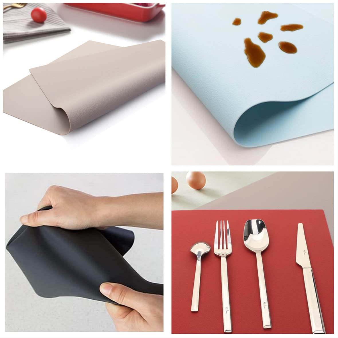 IYYI 4-Pack Silicone Placemats for Kids - Waterproof, Heat Resistant, Non-Slip Table Mats for Dining - Easy to Clean - Perfect for Family Meals, Parties & Daily Use