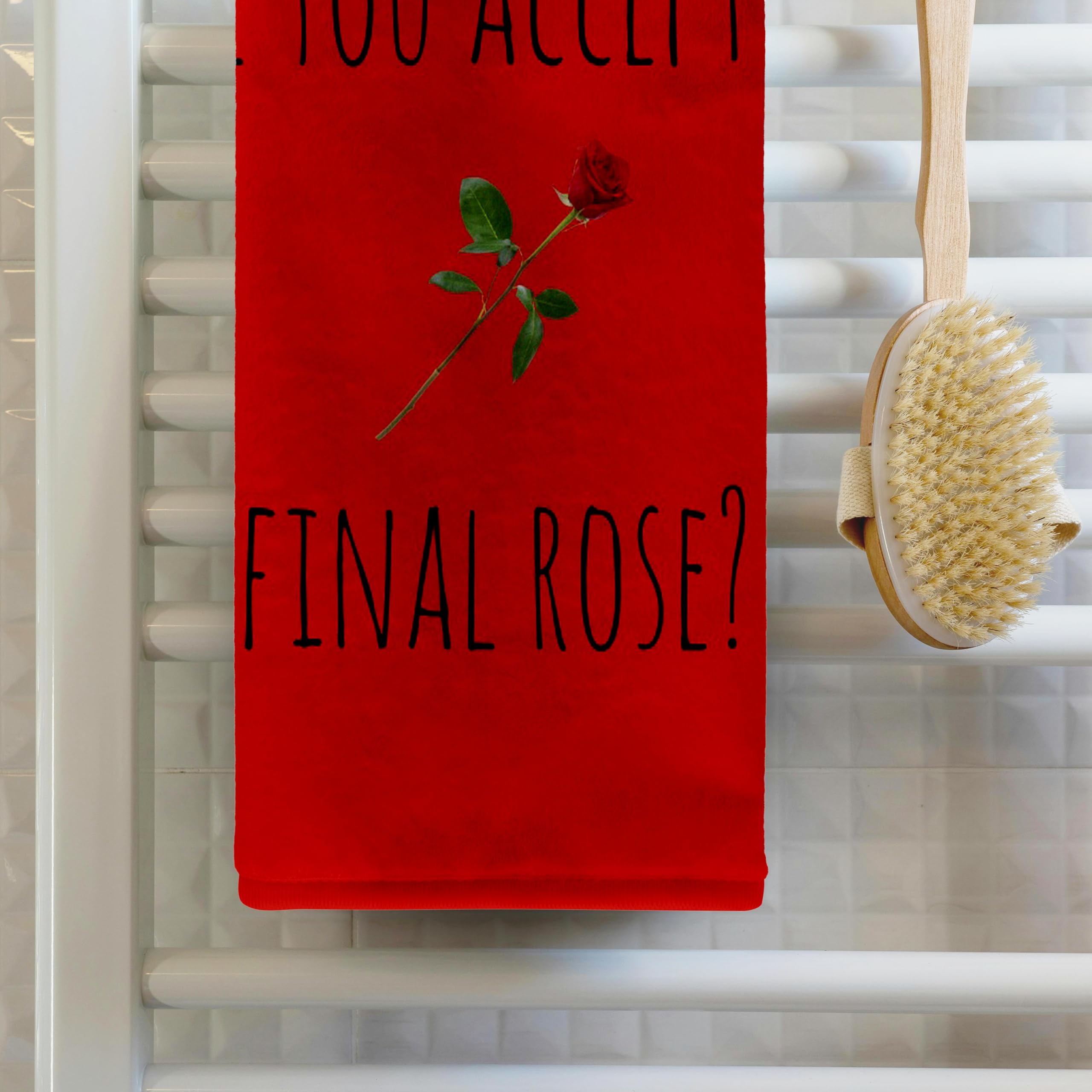 3D Rose 'Will You Accept This Final Picture of Rose' Black Lettering Towel, 15
