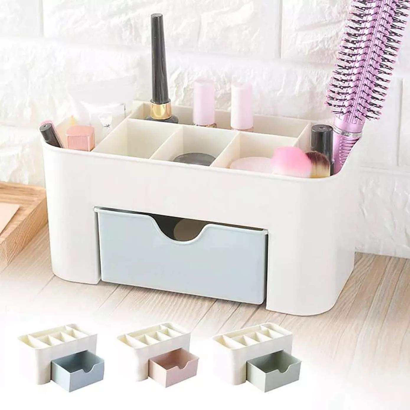 Mezon Plastic Cosmetic Storage Box with Drawers - Multi Color Makeup Organizer for Bathroom Vanity, Bedroom Dresser & Travel | Beauty Accessories Organization