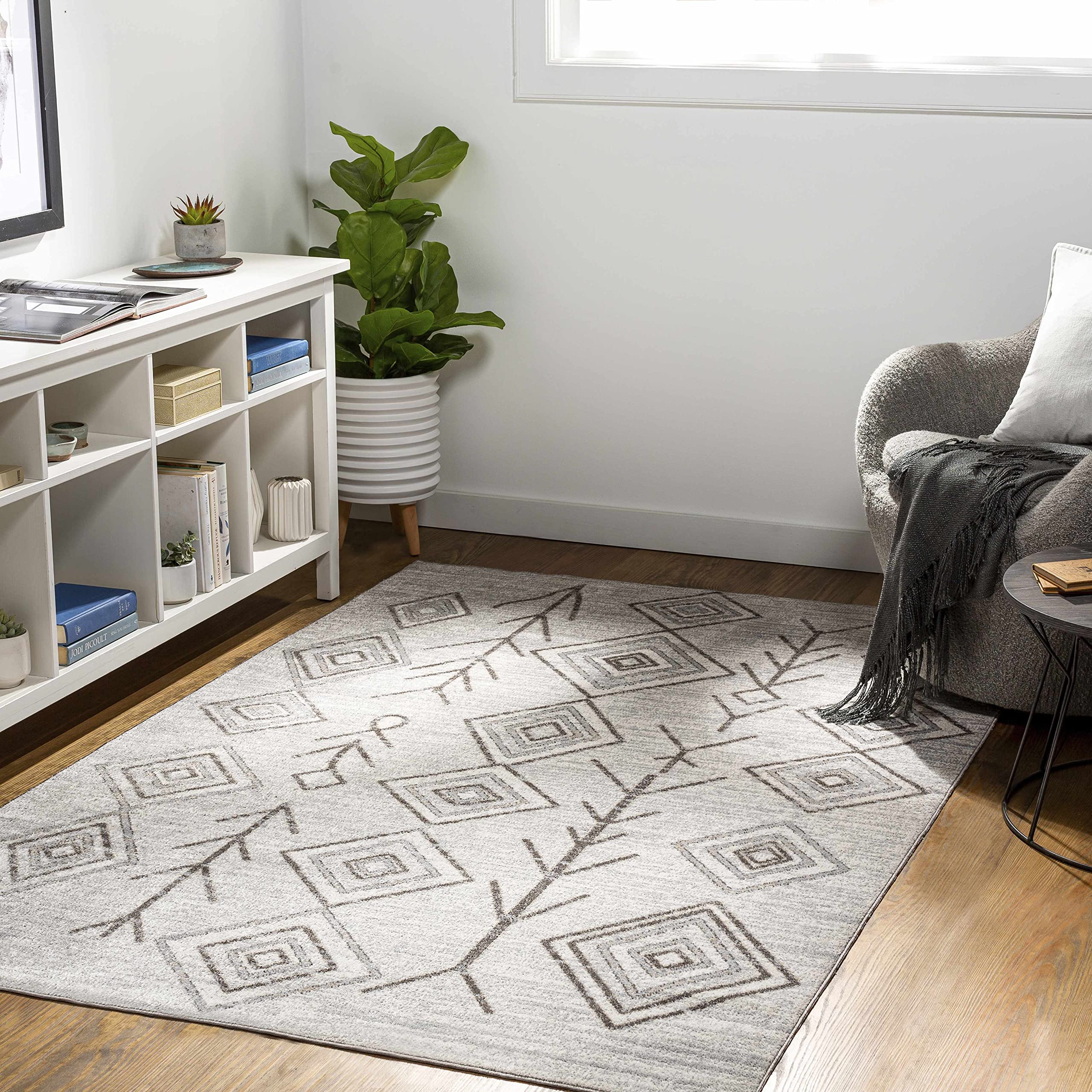 Kericho Machine Washable Area Rug - Soft & Durable for Living Room, Bedroom - Brown & Gray - 7'10