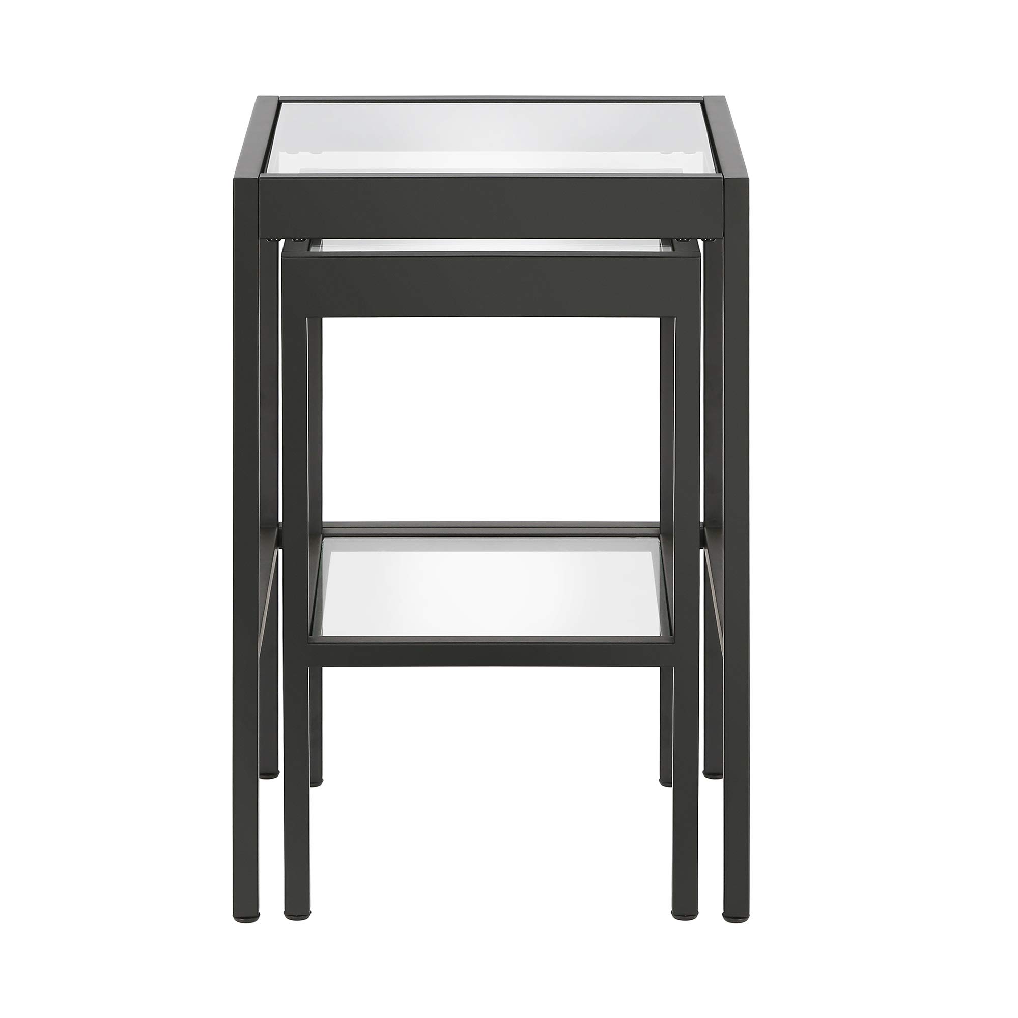 Henn&Hart Blackened Bronze Rectangular & Square Nested Side Tables - Modern End Tables for Living Room, Bedroom, Office - Perfect for Small Spaces, Coffee Table Alternatives, Home Decor Accent