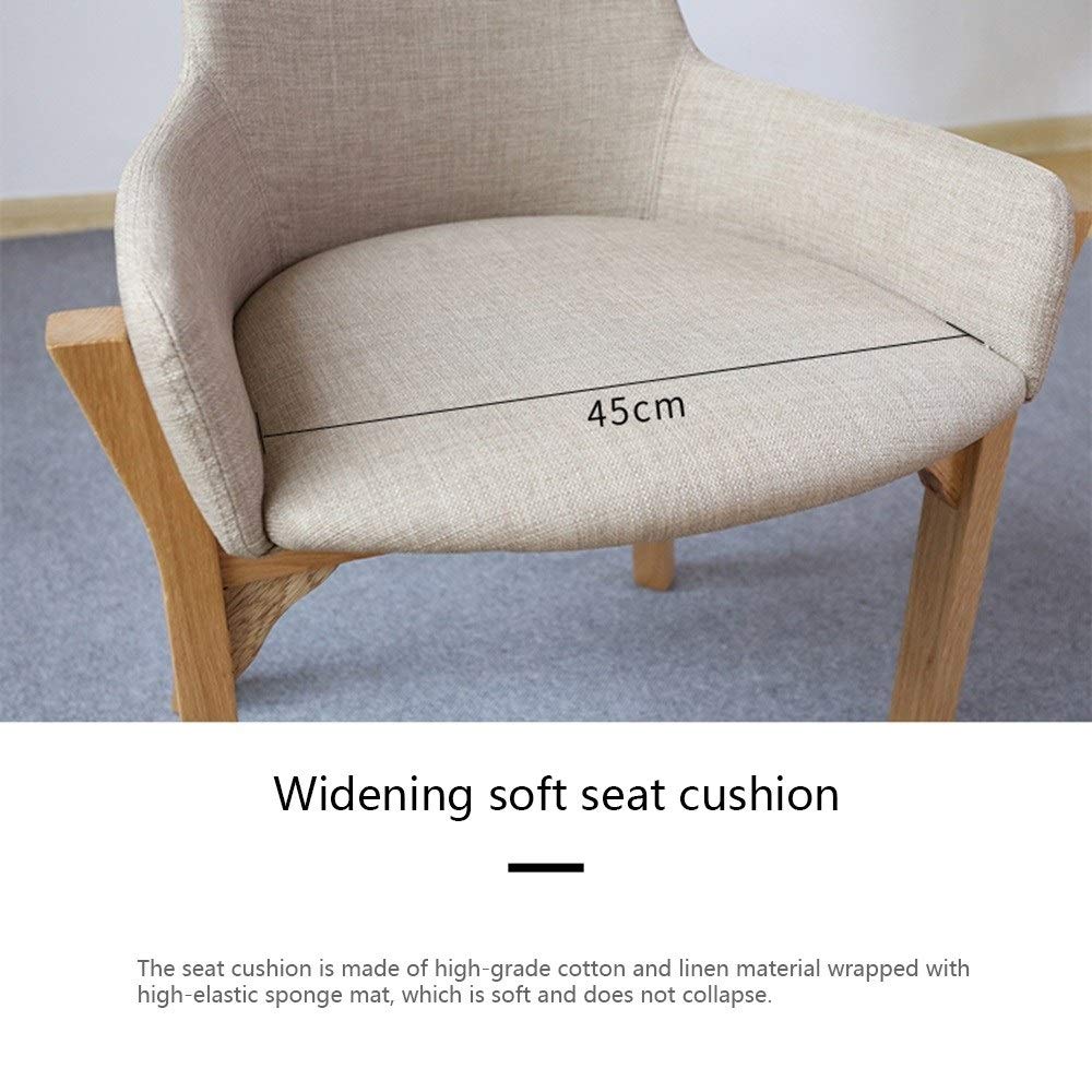 Ergonomic Solid Wood Visitor Chair with Backrest - Cotton Linen Fabric Lounge Chair for Home, Living Room, Bedroom - Perfect for Relaxation, Coffee Time & Guest Seating (Yellow)