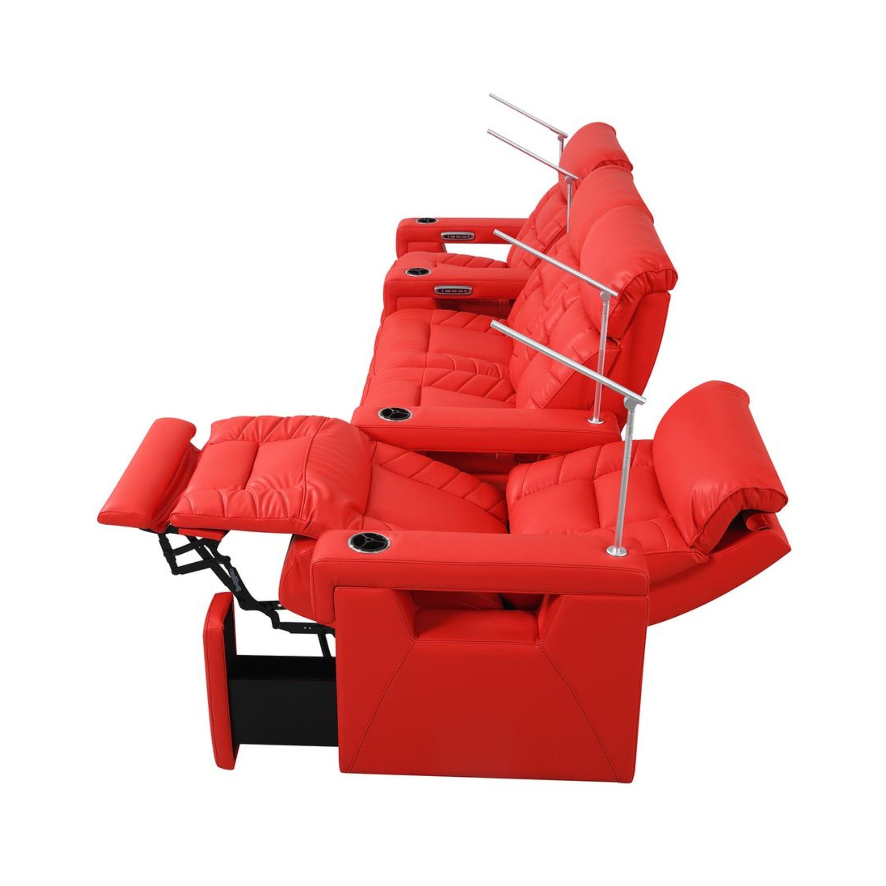 RowOne 4-Piece Recliner Set - Ultra Soft Fabric Sectional Sofa with Cup Holders and USB Ports | Perfect for Living Room, Home Theater, and Family Gatherings