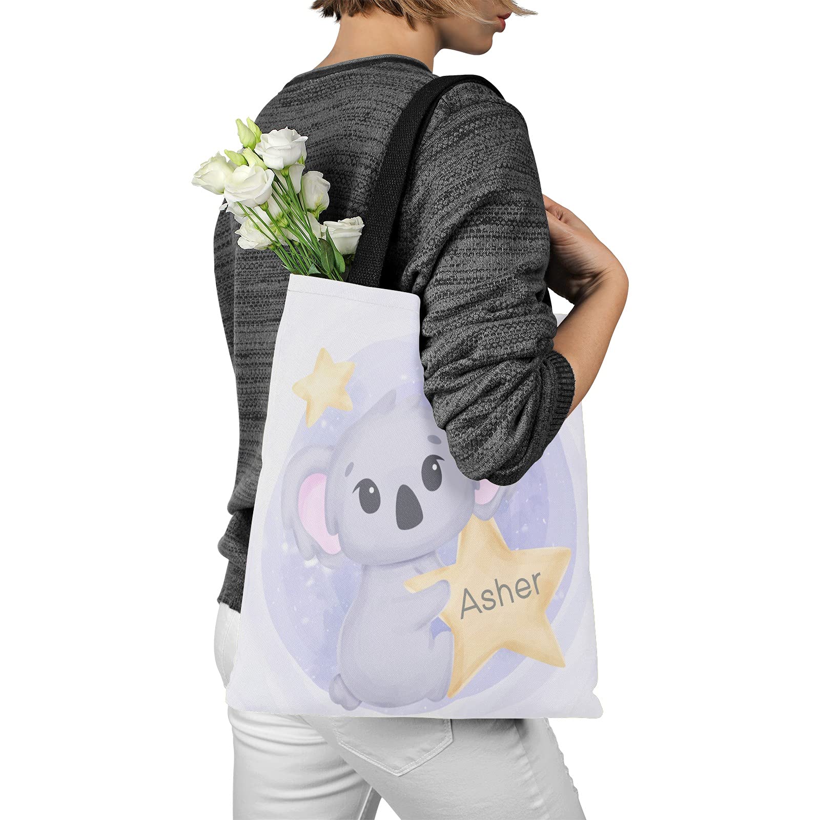 Personalized Woodland Forest Animals Canvas Tote Bags for Kids - Eco-Friendly Reusable Shopping Bags for School, Travel & Daily Use - Perfect Gift for Boys & Girls