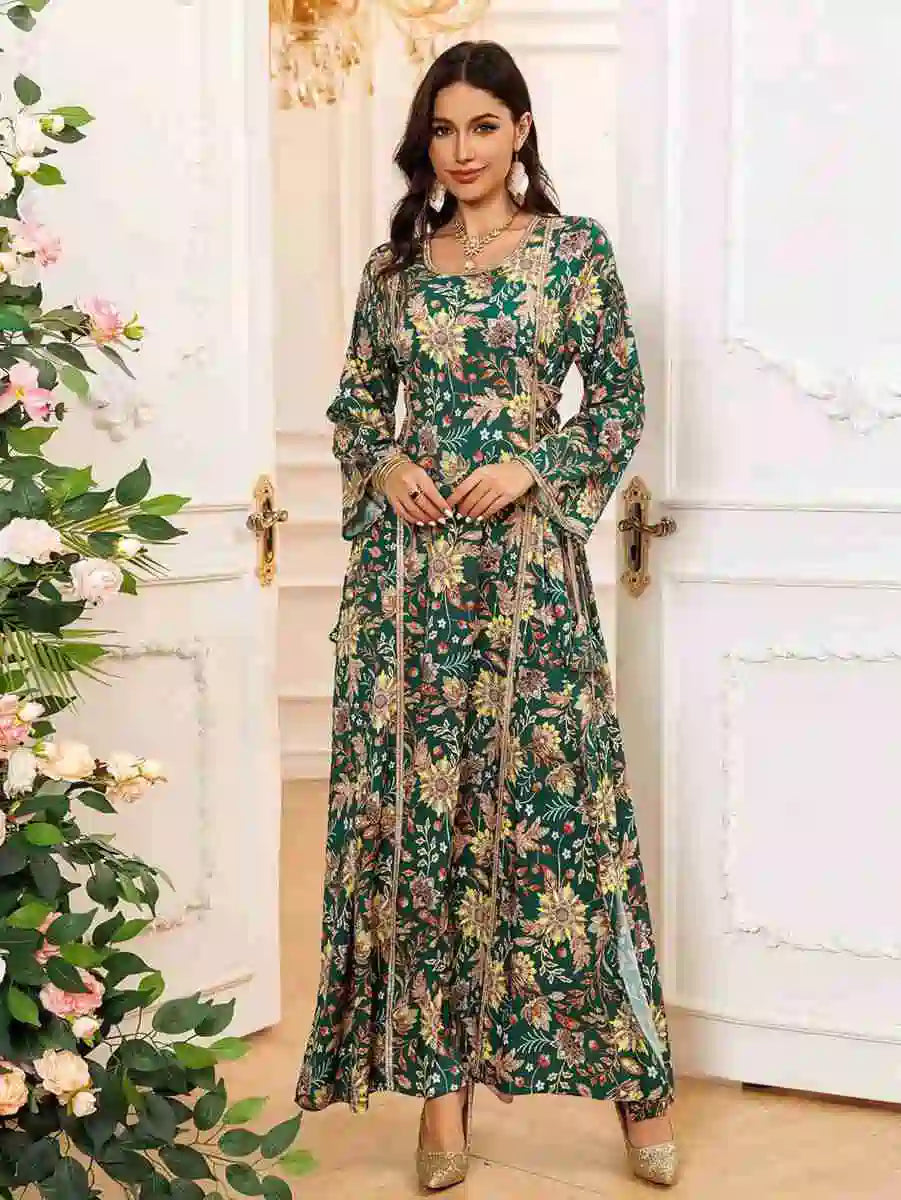 Elegant Rhinestone Embellished Caftan Dress for Women - Eid & Special Occasions - Perfect for Parties, Weddings & Festive Celebrations