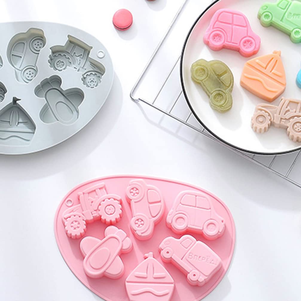 2-Piece Silicone Baking Mold Set - Vehicle Chocolate & Candy Molds, Reusable Cookie & Cake Molds for Baking, Perfect for Kids' Birthday Parties, Baby Showers, and DIY Dessert Decorations