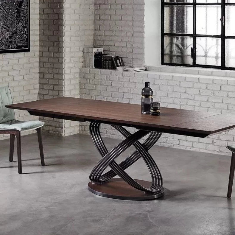 Extendable Rectangular Wooden Dining Table - Expandable Farmhouse Table for 6 to 10 People - Perfect for Family Gatherings & Dinner Parties