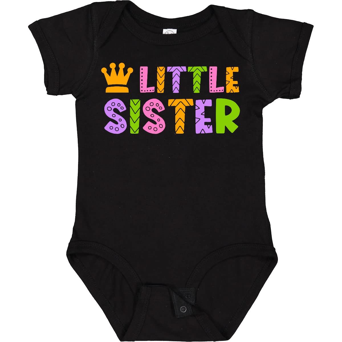 Inktastic Baby Little Sister with Crown Baby Bodysuit - Cute & Comfortable Infant Onesie for Newborn Girls - Perfect for Family Photos, Birth Announcements & Special Occasions