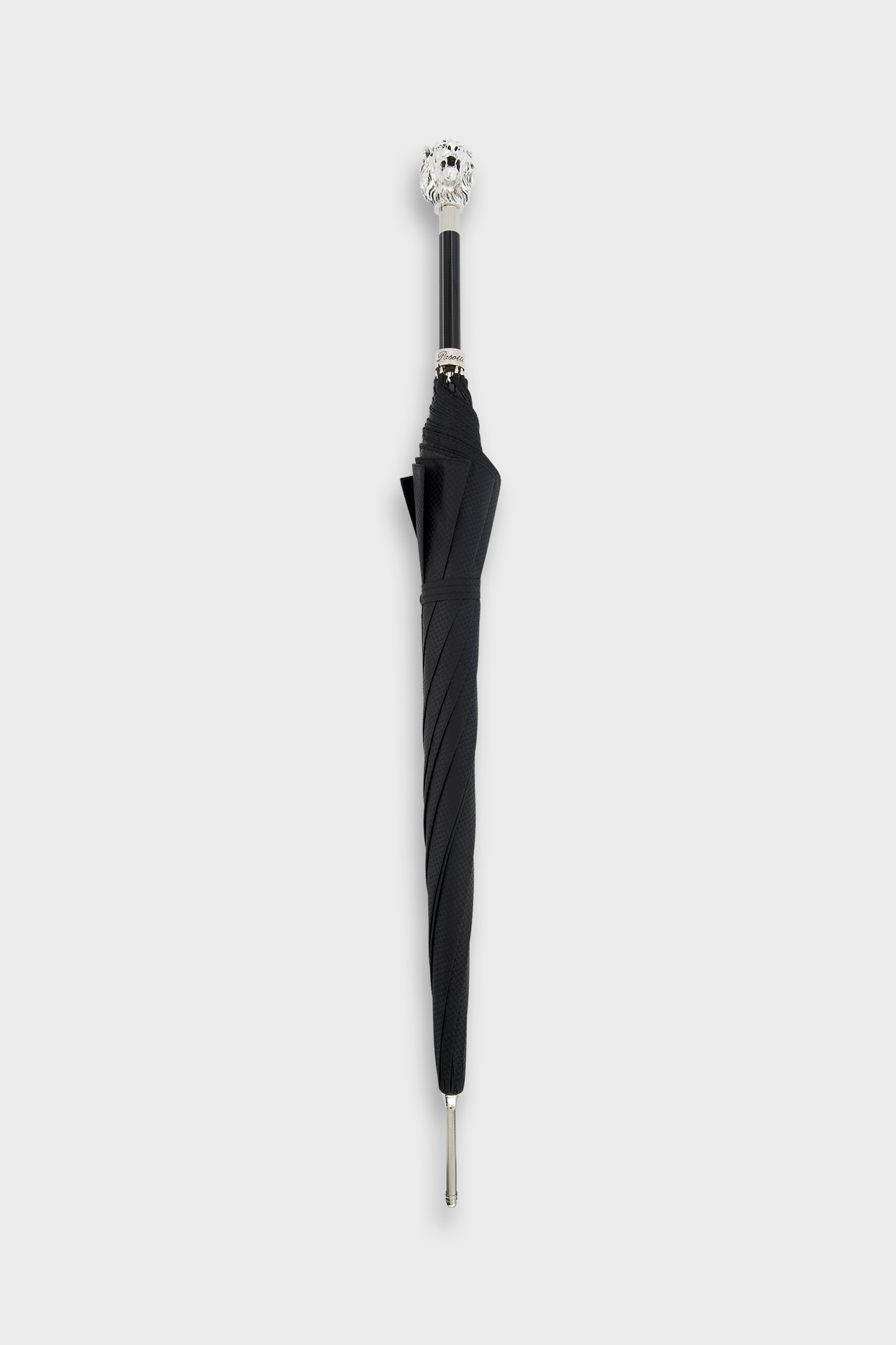 Pasotti Premium Black and Silver Lion Handle Umbrella - Stylish Rain Protection for Men & Women - Perfect for Outdoor Events, Weddings, and Fashion Statements