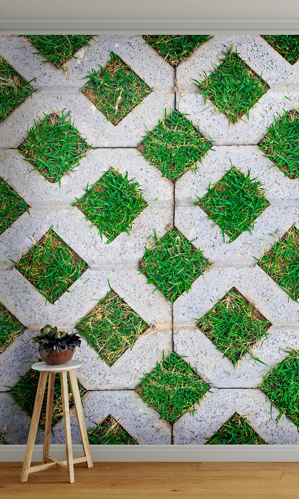 Diamond Masonry Nature Themed Mural Wallpaper M9575 - Stone Texture Peel and Stick Wallpaper for Living Room, Bedroom & Office Decor