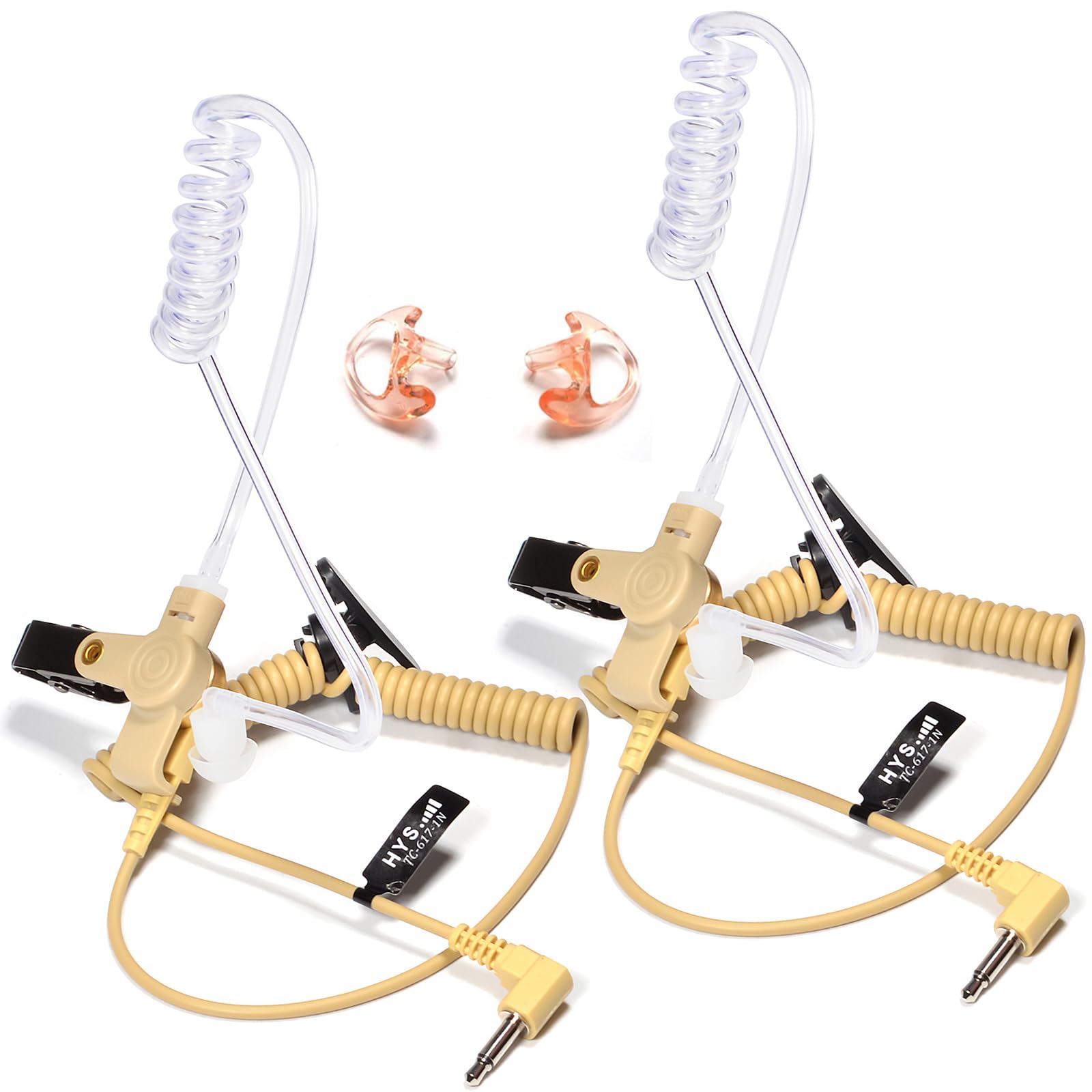 Professional HYS 3.5mm Surveillance Earpiece with Medium Earmolds - Clear Audio Monitoring Headset for Security, Law Enforcement & Radio Communication | Compatible with 3.5mm Jack Speaker Mics & Two-Way Radios | Ideal for Covert Operations, Event Security & Professional Monitoring