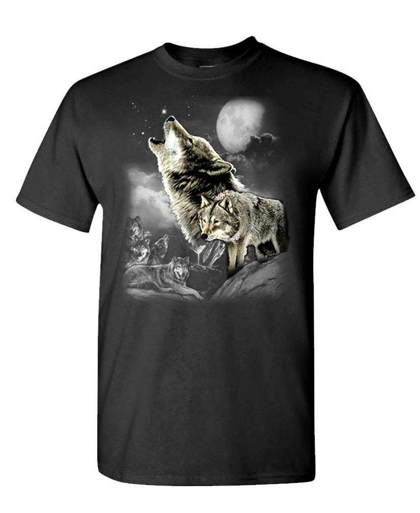 Wolf Wilderness Howling Wolves Native American Design - Unisex Cotton T-Shirt for Men & Women | Perfect for Outdoor Adventures, Nature Lovers, and Tribal Art Enthusiasts