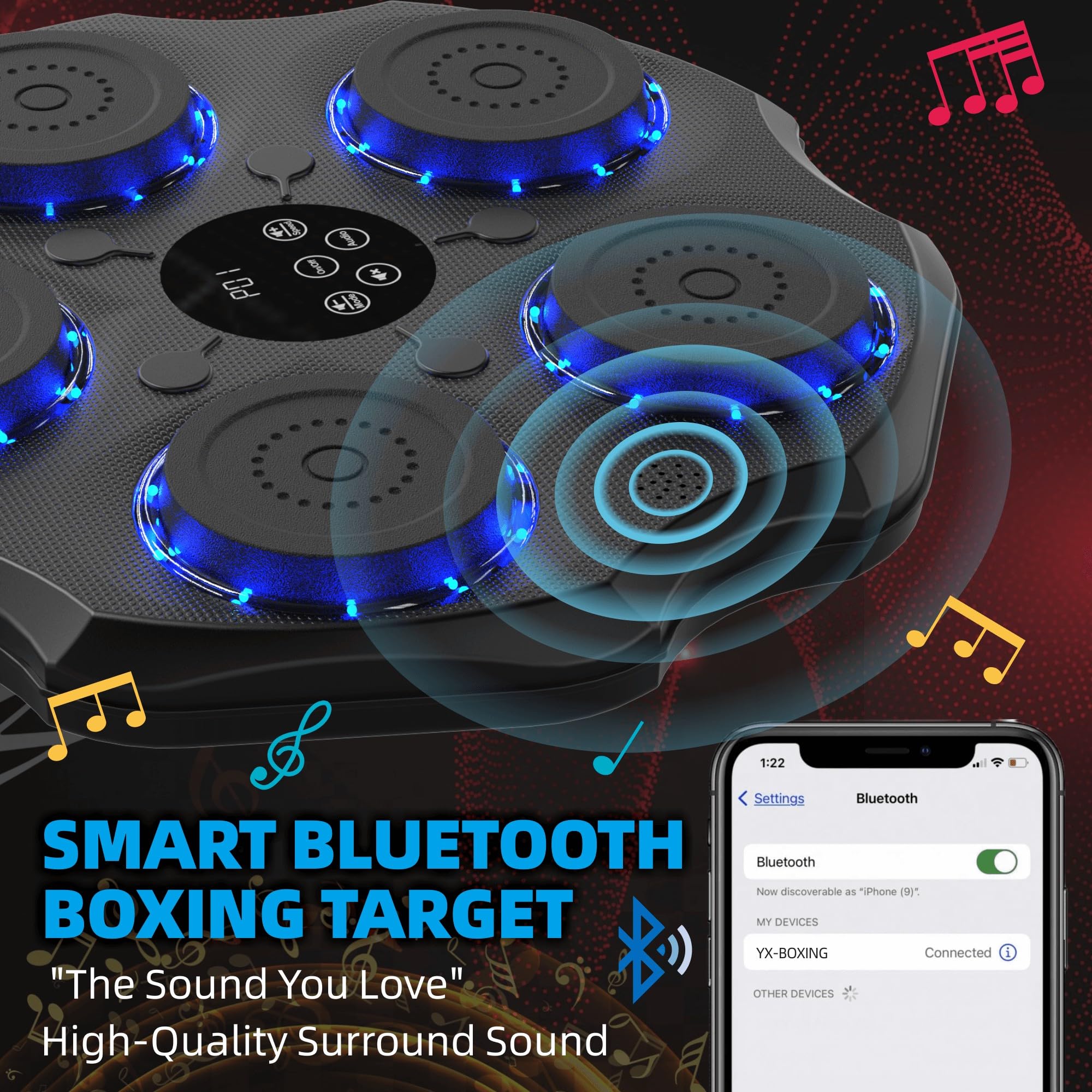 2025 Smart Bluetooth Music Boxing Machine for Adults & Kids - Interactive Punching Bag with Gloves, Large Wall Mounted Electronic Punching Pad - Perfect for Home Gym, Office Workout & Stress Relief