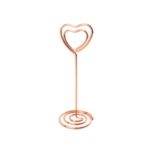 10 Pack Heart Shaped Table Number Holders - Rose Gold Photo & Menu Card Stands for Weddings, Parties, Events - Perfect for Place Cards, Food Labels, and Decorative Displays
