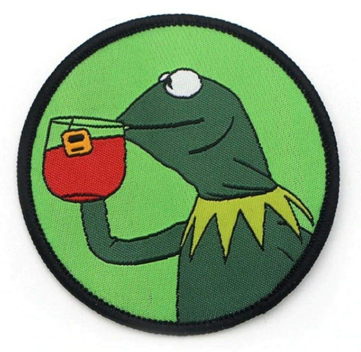 Kermit the Frog Drinking Tea Embroidered Iron-On Patch 3