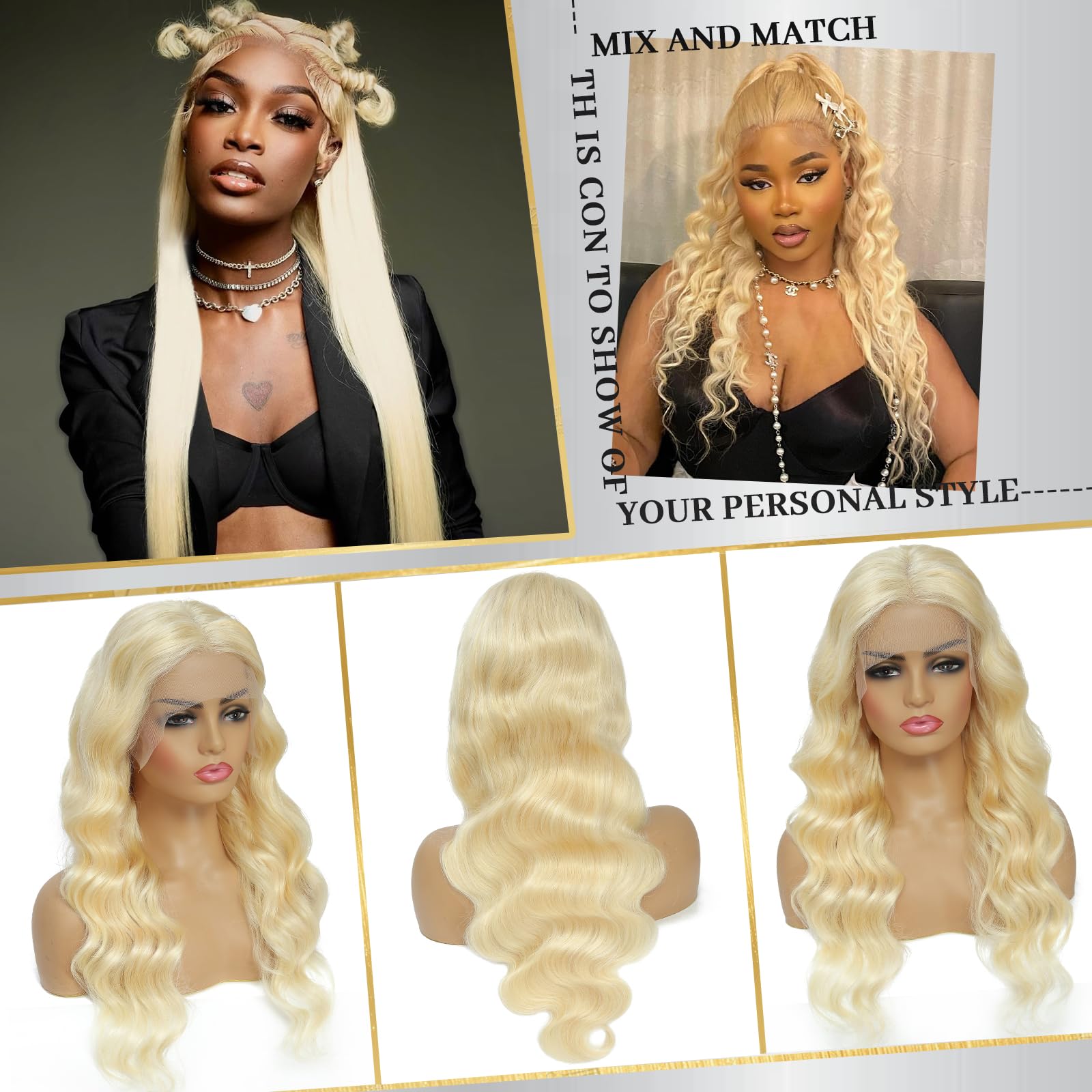 28 Inch 613 Blonde Lace Front Wig - 13x6 HD Lace Human Hair Wig with Pre-Plucked Hairline & 200% Body Wave Density - Perfect for Daily Wear, Cosplay, and Special Occasions