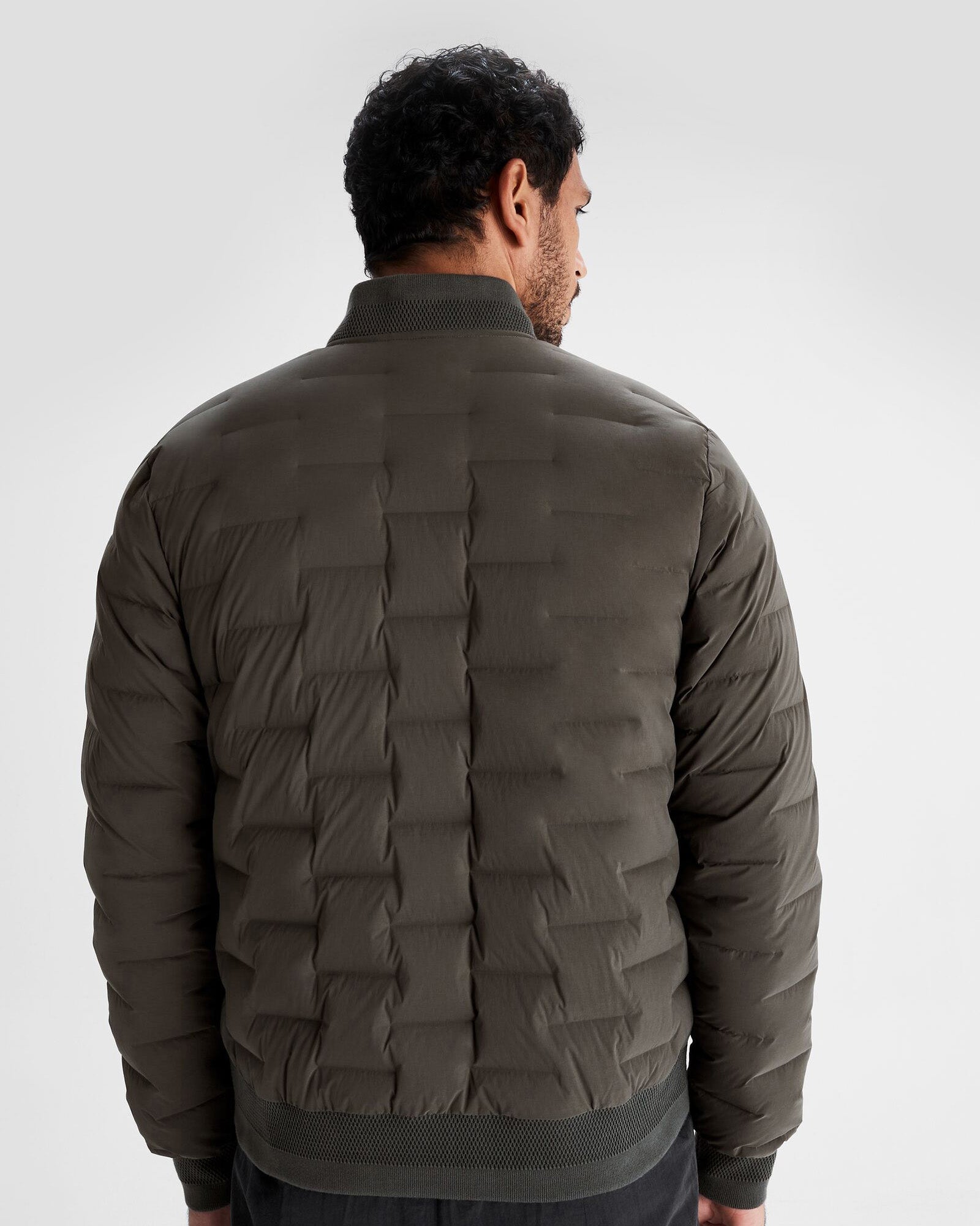 Men's Federate Stretch Down Bomber Jacket - Dark Moss Green | Lightweight Warm Winter Coat for Outdoor Activities & Casual Wear