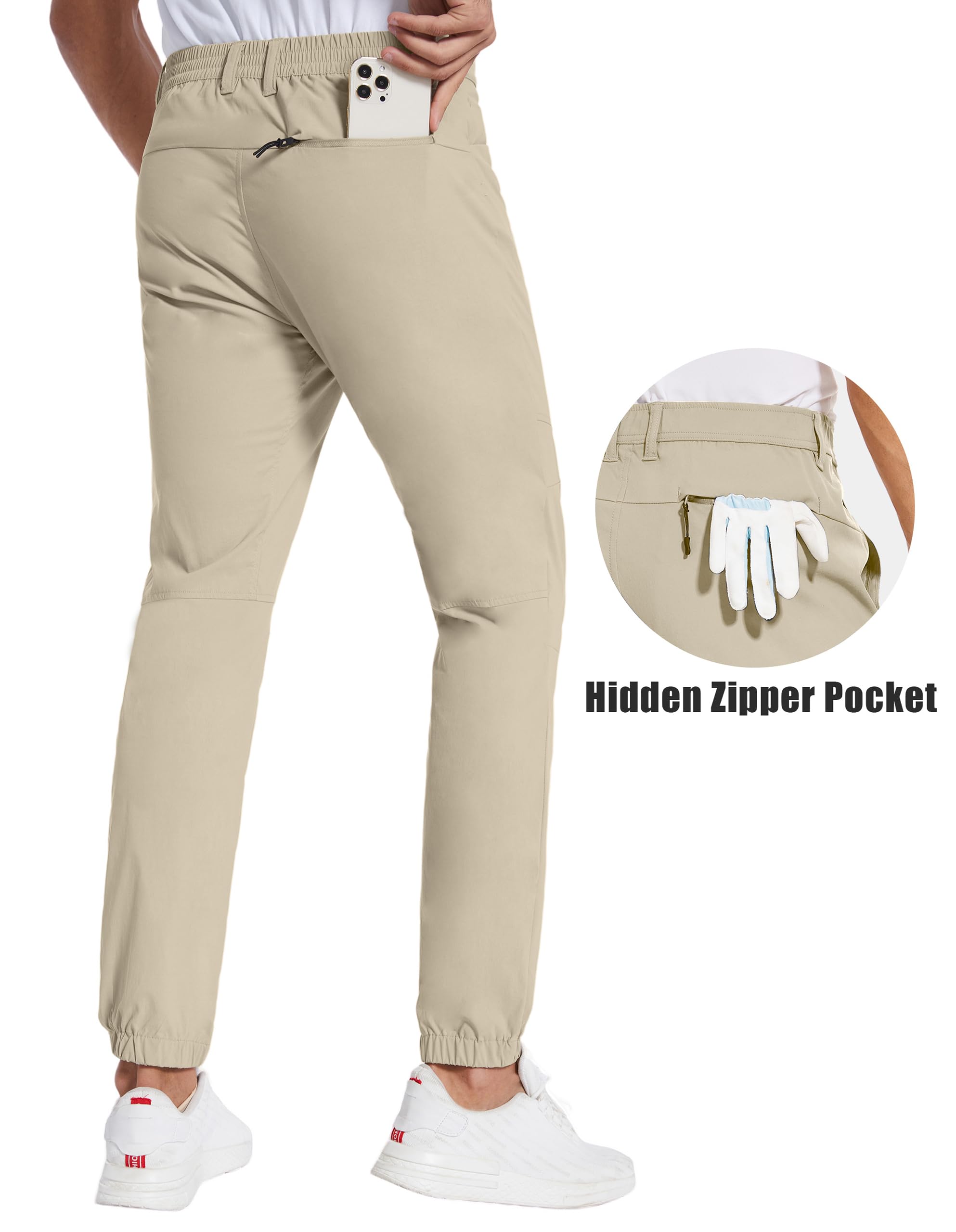 **PULI Men's Stretch Golf Joggers Pants - Waterproof Slim Fit with 4 Pockets - Hiking, Casual, Travel & Work Pants for Outdoor & Office Wear**