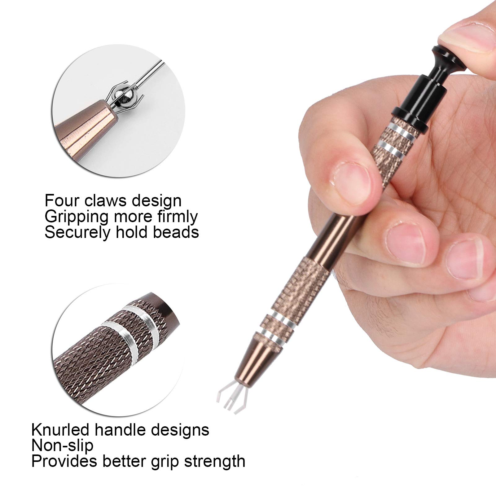 2Pcs Alloy Bead Holders - 4 Prongs Jewelry Bead Grasping Tool for Jewelry Making, Beading Kits & Body Piercing Accessories | DIY Crafting, Earring Making & Professional Jewelry Design