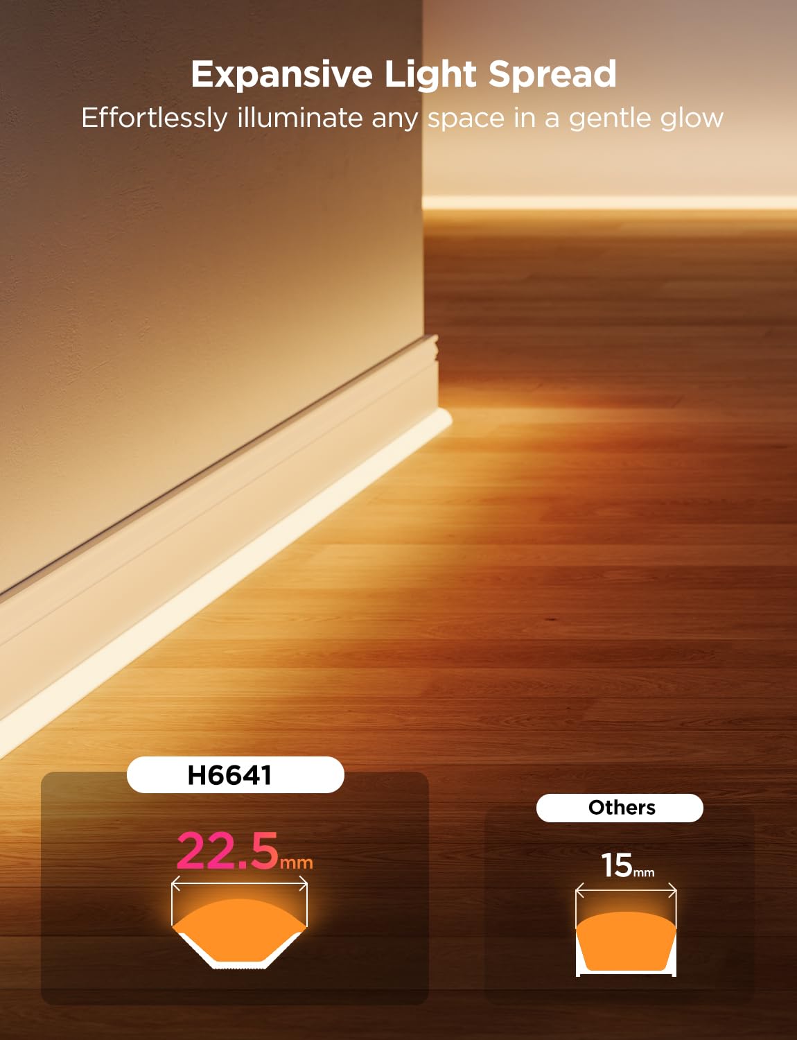 Govee 16.4ft RGBIC Smart Neon Rope Lights for Wall Lining - Matter & Alexa/Google Assistant Compatible, App Controlled LED Strip Lights with Music Sync - Perfect for Living Room, Bedroom & Wall Corner Decoration