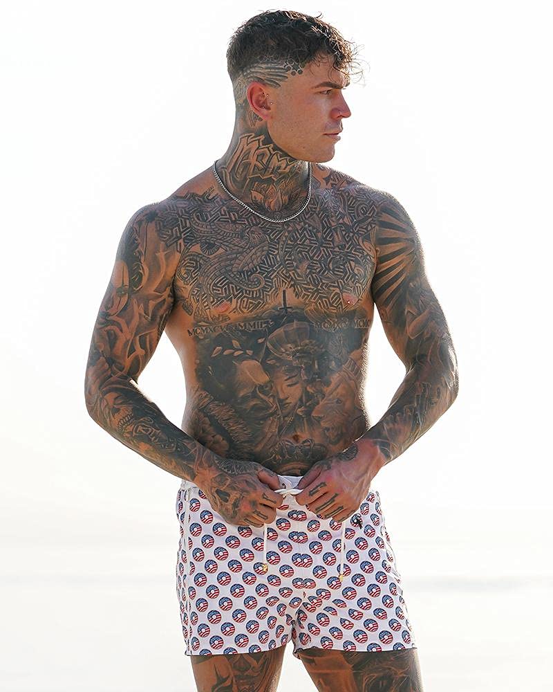 Tucann Men's Quick Dry Swim Trunks - USA Series Swimming Shorts for Beach, Pool & Water Sports