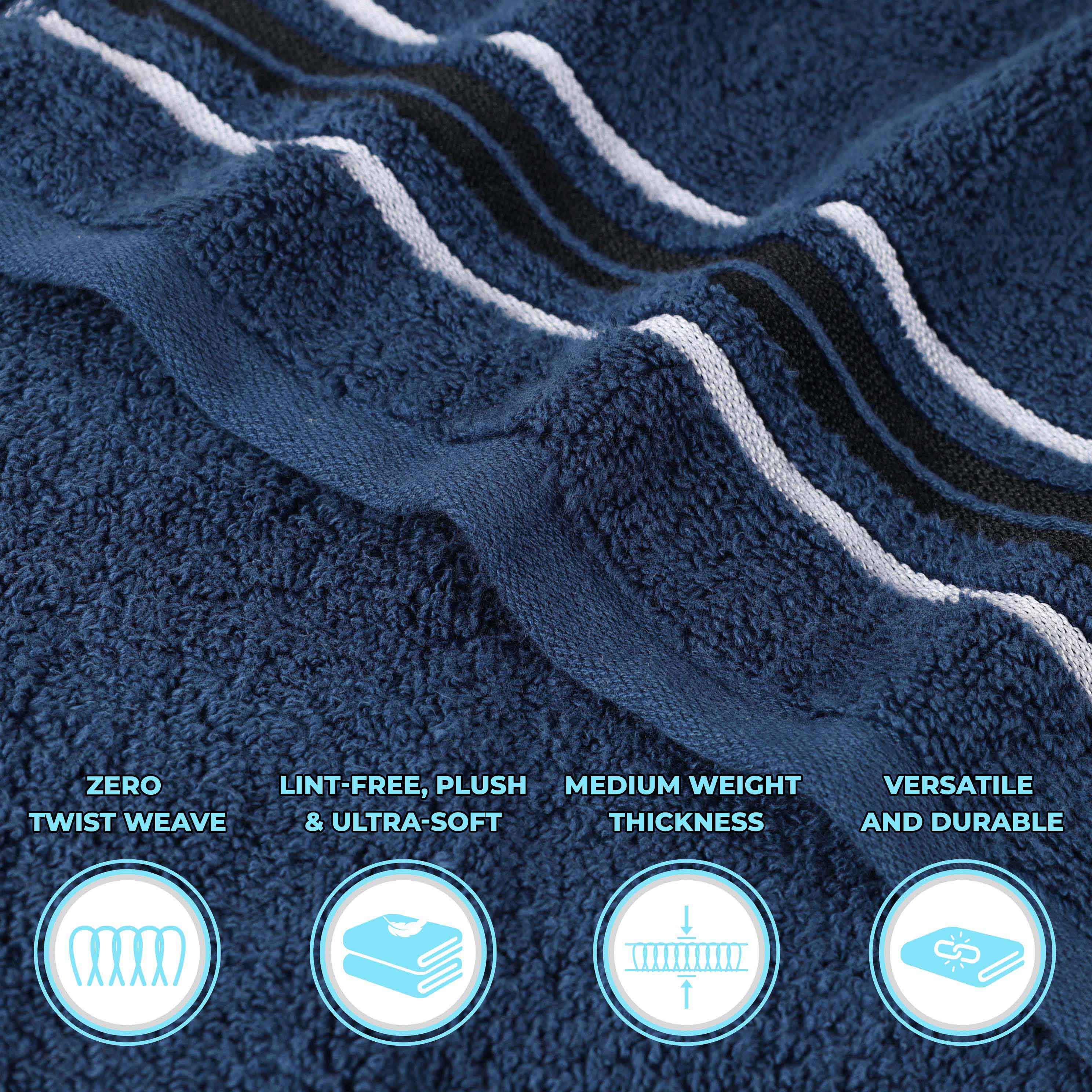 Premium 12-Piece Sadie Zero Twist Cotton Towel Set - Solid & Jacquard Floral Designs | Ultra Soft, Absorbent Bath & Beach Towels for Spa, Pool, Gym & Home Use