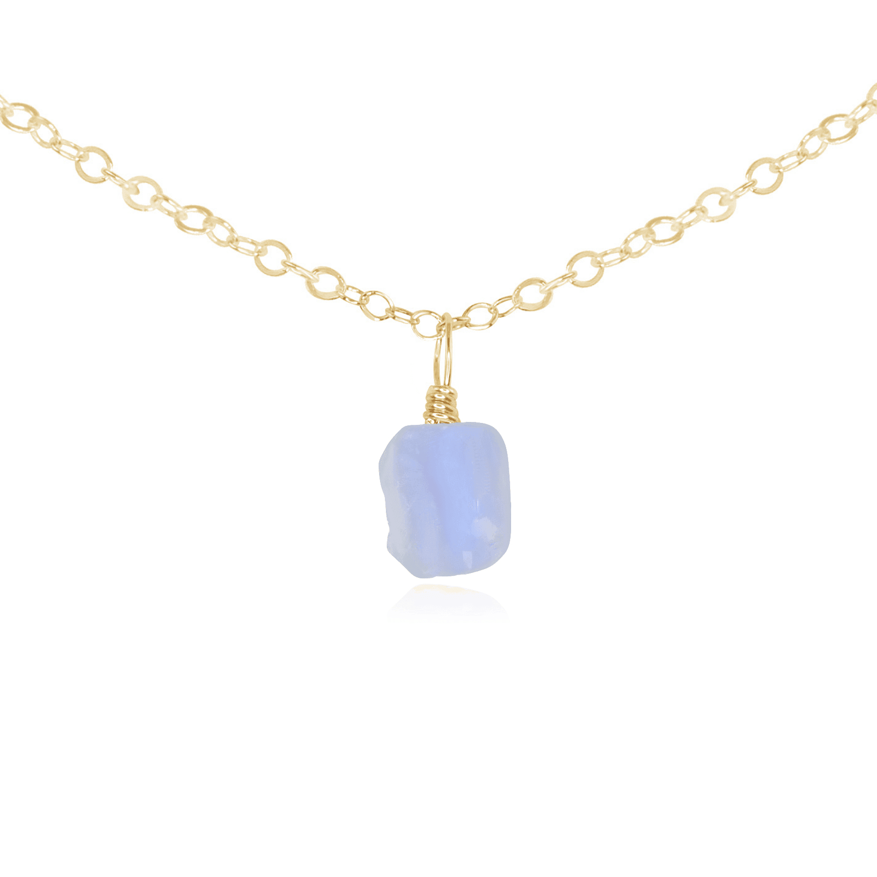 Tiny Rough Blue Lace Agate Gemstone Pendant Choker Necklace - Natural Stone Jewelry for Women, Boho Style Layering Piece - Perfect for Everyday Wear, Gift Giving & Spiritual Healing