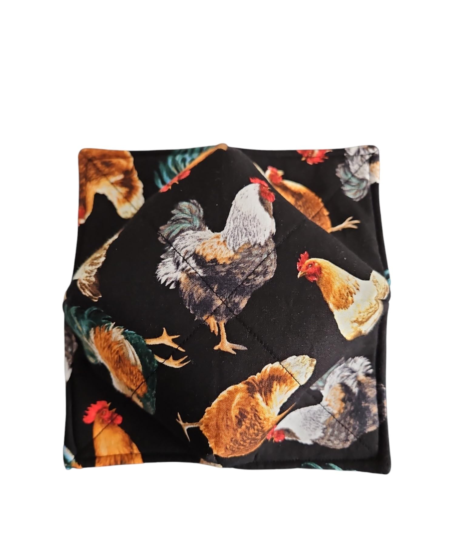 Microwave Safe Quilted Bowl Cozy for Soup & Hot Dishes - Insulated Bowl Holder for Roosters & Chickens Theme - Perfect Housewarming Gift & Kitchen Accessory - Great for Microwave Meals, Office Lunches & Cozy Family Dinners