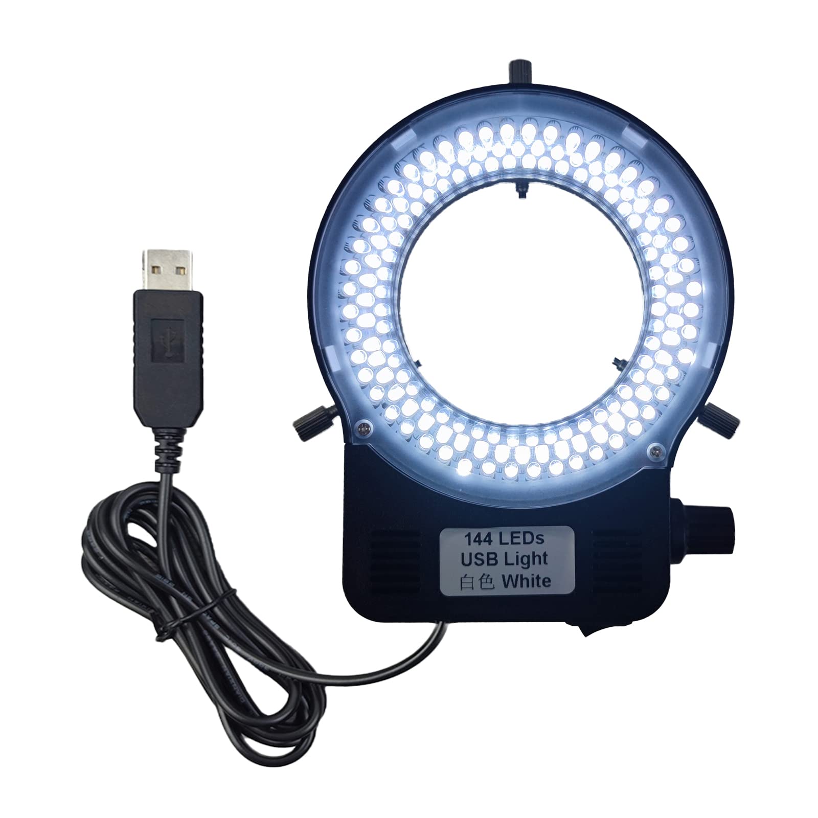 144 LED USB Ring Light for Microscopes & Cameras - Adjustable White Illumination for Stereo, Monocular, Binocular Lenses - Perfect for Lab Research, Jewelry Inspection & Macro Photography (USB Powered)