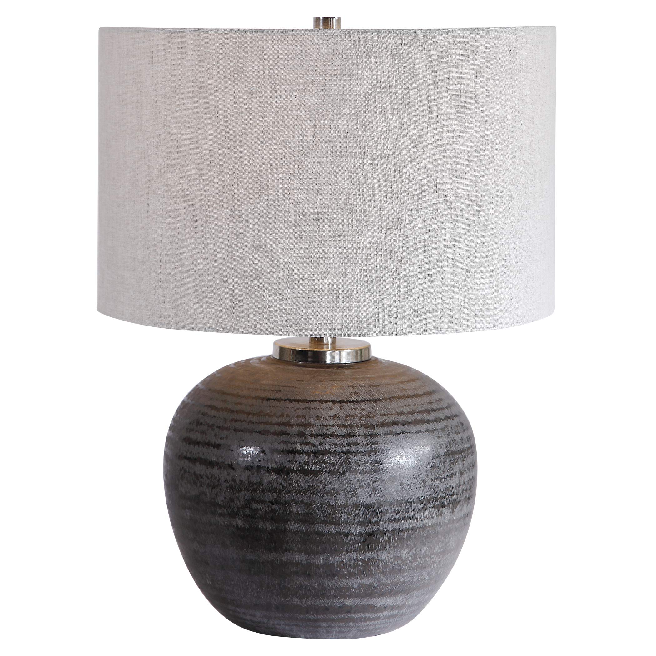 Modern Mikkel Charcoal Table Lamp - Stylish LED Nightstand Light for Bedroom, Living Room & Office - Dimmable Desk Lamp with USB Port for Home Decor & Reading