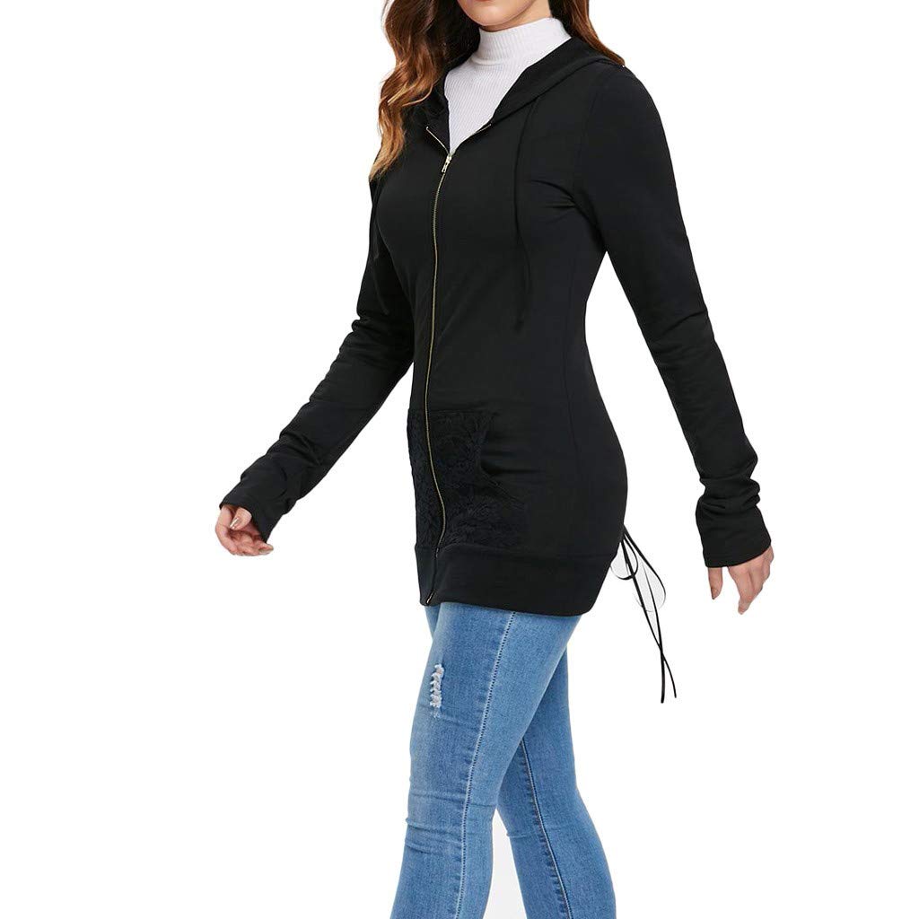 UNIPIN Women's Bandage Long Sleeve Casual Blouse with Lace-Up Back & Zip-Up Hoodie - Perfect for Streetwear, Layering, and Everyday Fashion Outfits