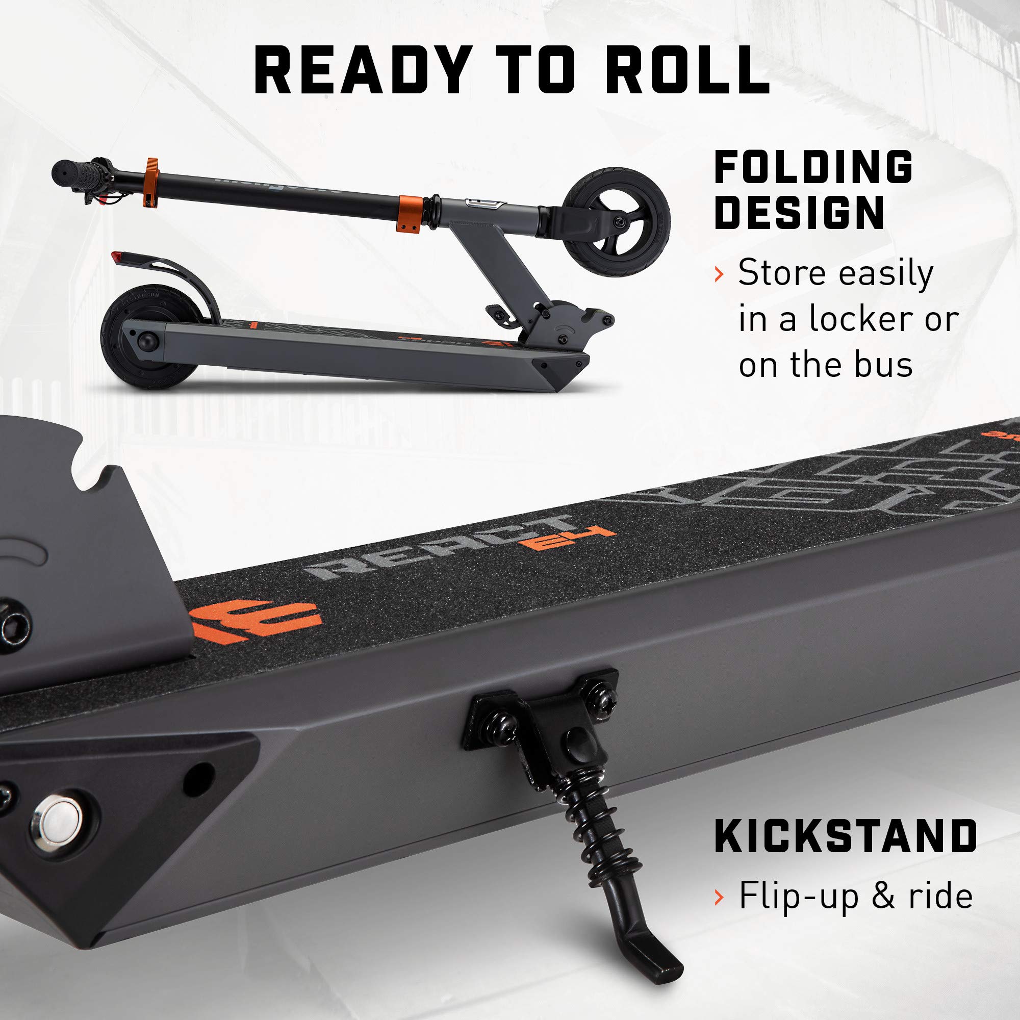 Mongoose React Electric Scooter for Kids - 8-12 Years Old, 15 MPH Max Speed, Lightweight Aluminum Frame & Handlebars, Rear Foot Brake, Includes Battery & Charger - Perfect for Commuting to School, Neighborhood Rides & Outdoor Adventures