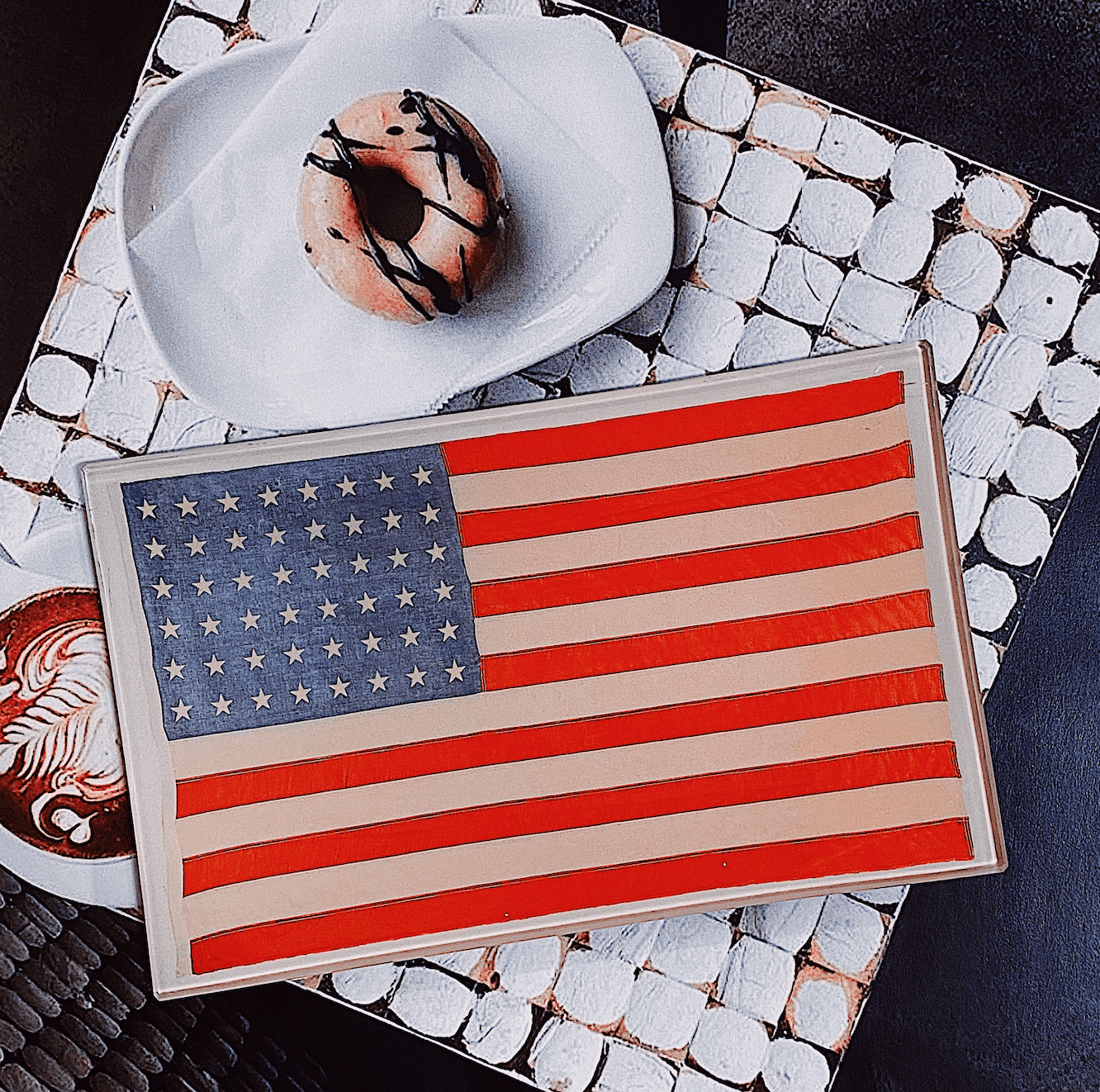 Patriotic Star Spangled Banner American Flag Decoupage Glass Serving Tray - Perfect for 4th of July Parties, Home Decor & Gift Giving