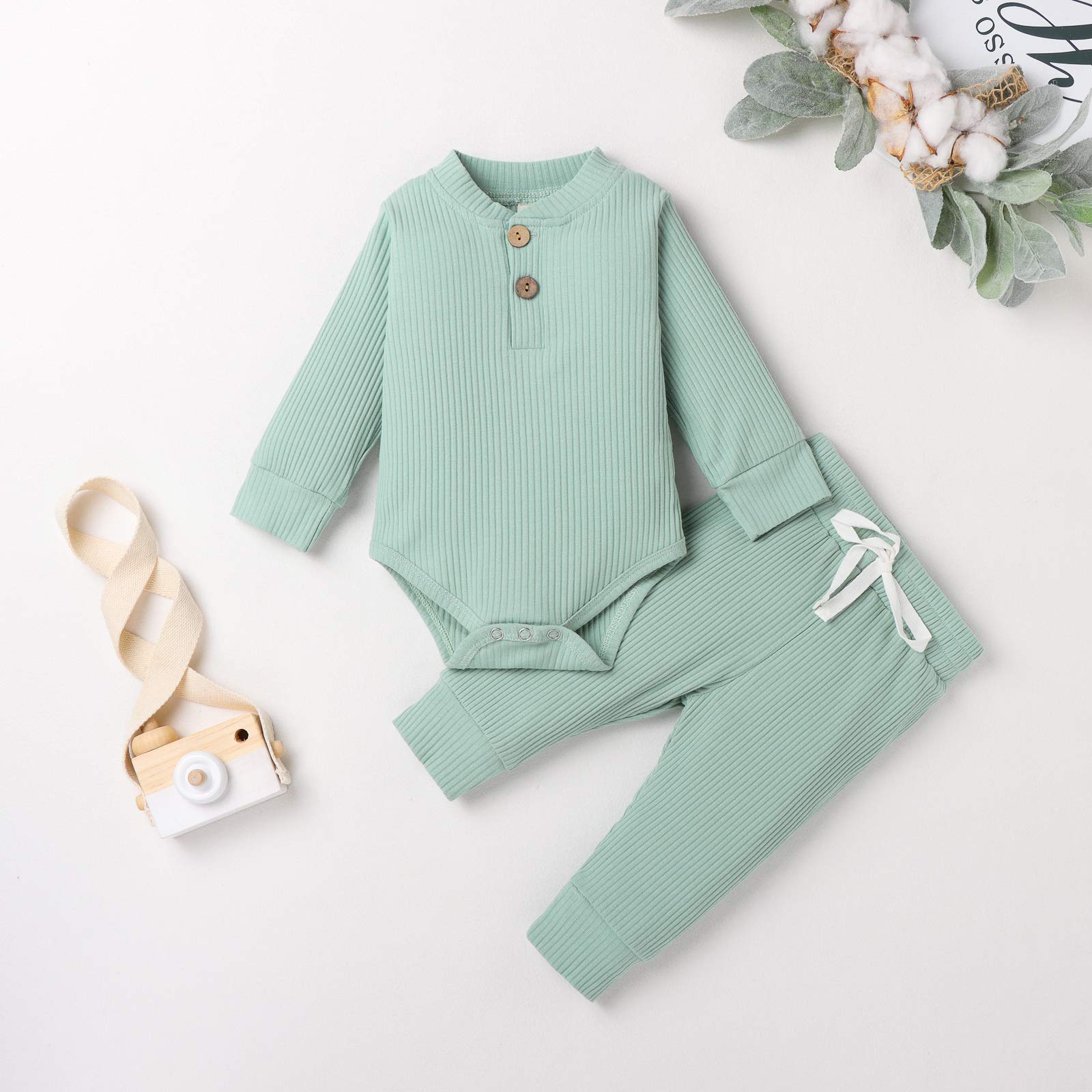 Newborn Baby Girl & Boy Fall Winter Outfits - Soft Cotton Knit Romper & Pants Set (3-24 Months) | Cozy Long Sleeve Infant Clothes for Playdates, Family Photos & Holiday Gatherings