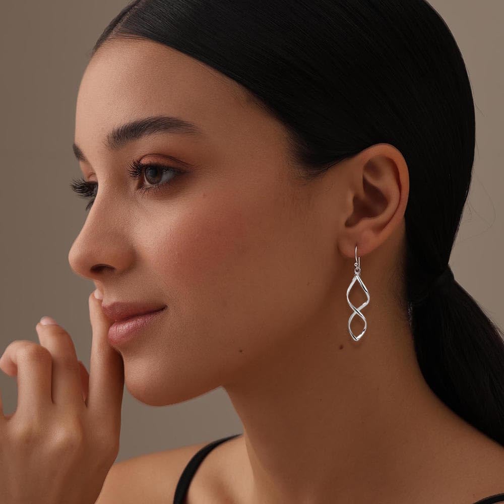 LeCalla 925 Sterling Silver Teardrop Dangle Drop Earrings for Women - Elegant Fish Hook Dangling Everyday Jewelry Gift (Perfect for Weddings, Parties & Office Wear)