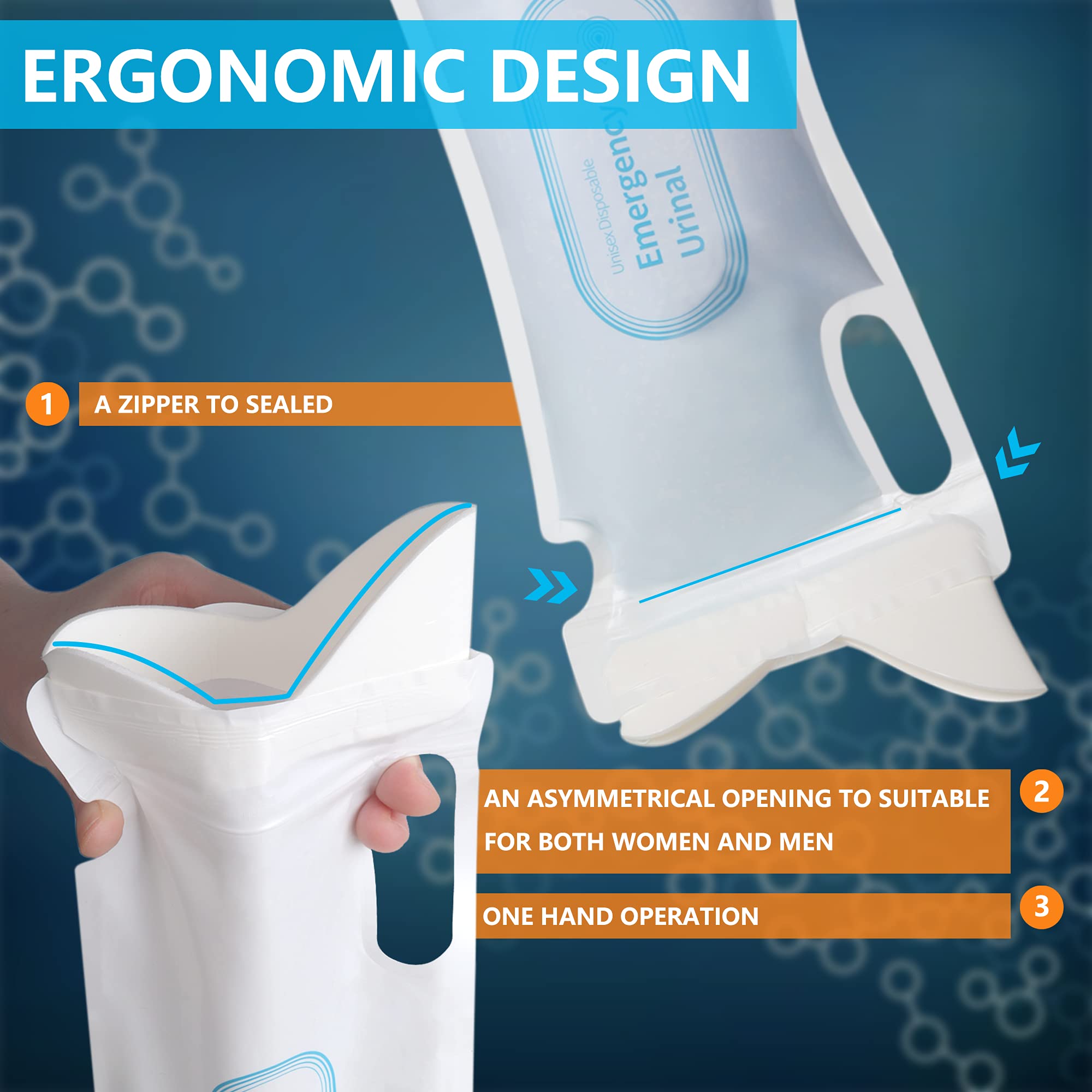 O-WareBaby 24.6 fl oz Disposable Urinal Bags | Portable Pee Bags for Men, Women & Kids | Travel, Camping & Emergency Use | Leak-Proof Vomit Bags for Cars & Outdoor Activities