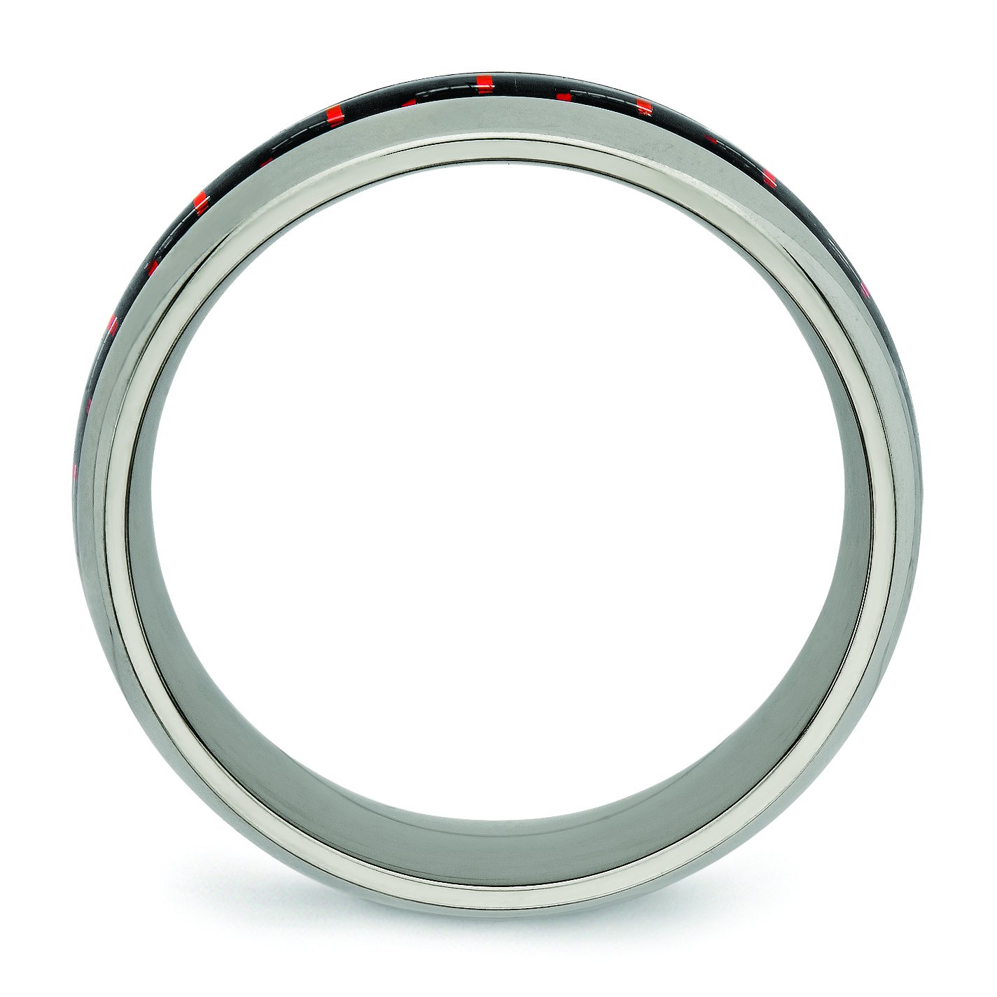 8mm Titanium Wedding Band Ring for Men - Light Black & Red Carbon Fiber Inlay - Perfect for Grooms & Anniversaries