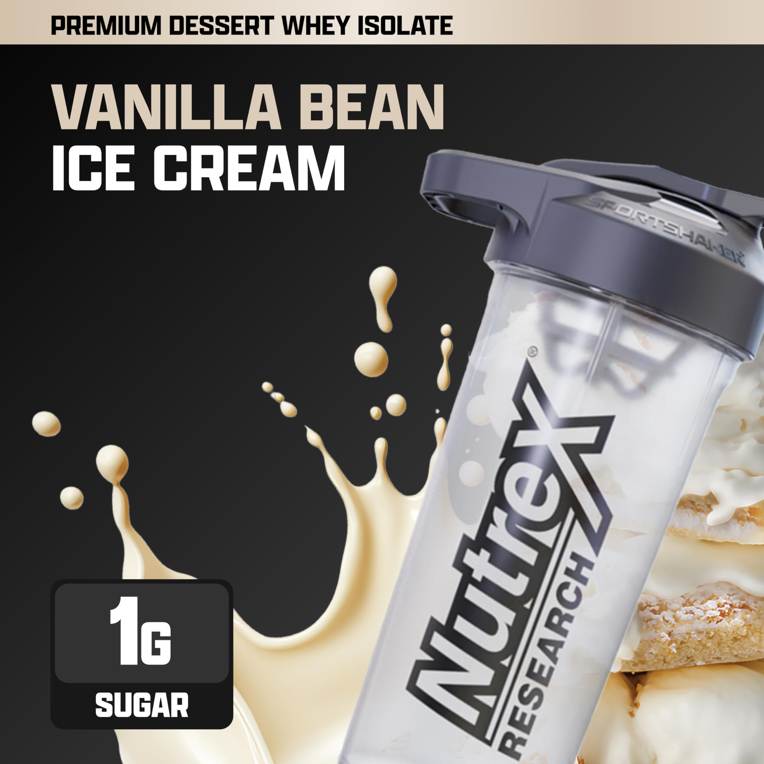Nutrex Research IsoFit Whey Protein Powder - 100% Whey Protein Isolate (30 Servings, Vanilla Bean Ice Cream) - Low Carb, High Protein for Muscle Recovery & Post-Workout Nutrition - Ideal for Gym, Fitness & Bodybuilding