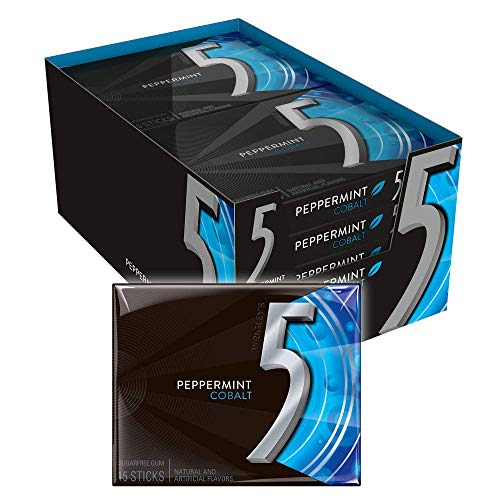 5 GUM Peppermint Cobalt Sugar Free Chewing Gum, 15 Pieces (40 Pack) - Fresh Breath for Workouts, Meetings & Daily Use | Long-Lasting Mint Flavor | Bulk Pack for Home & Office