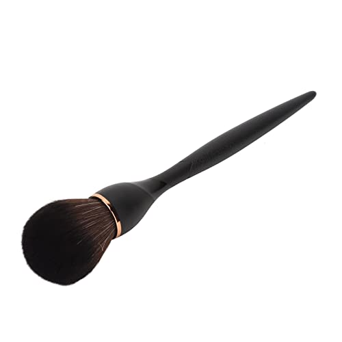 Soft Fluffy Synthetic Fiber Makeup Blush Brush - Portable Mineral & Loose Powder Brush with Slender Handle for Daily Makeup (Black) | Perfect for Contouring, Blending & Setting Powder Application