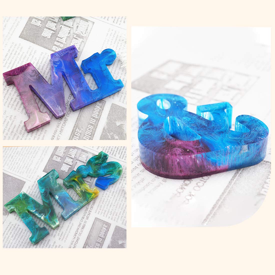 FineInno MR & MRS Silicone Resin Molds for DIY Epoxy Crafts - Wedding Cake Topper, Home Decor, Table Centerpiece & Romantic Gift Making