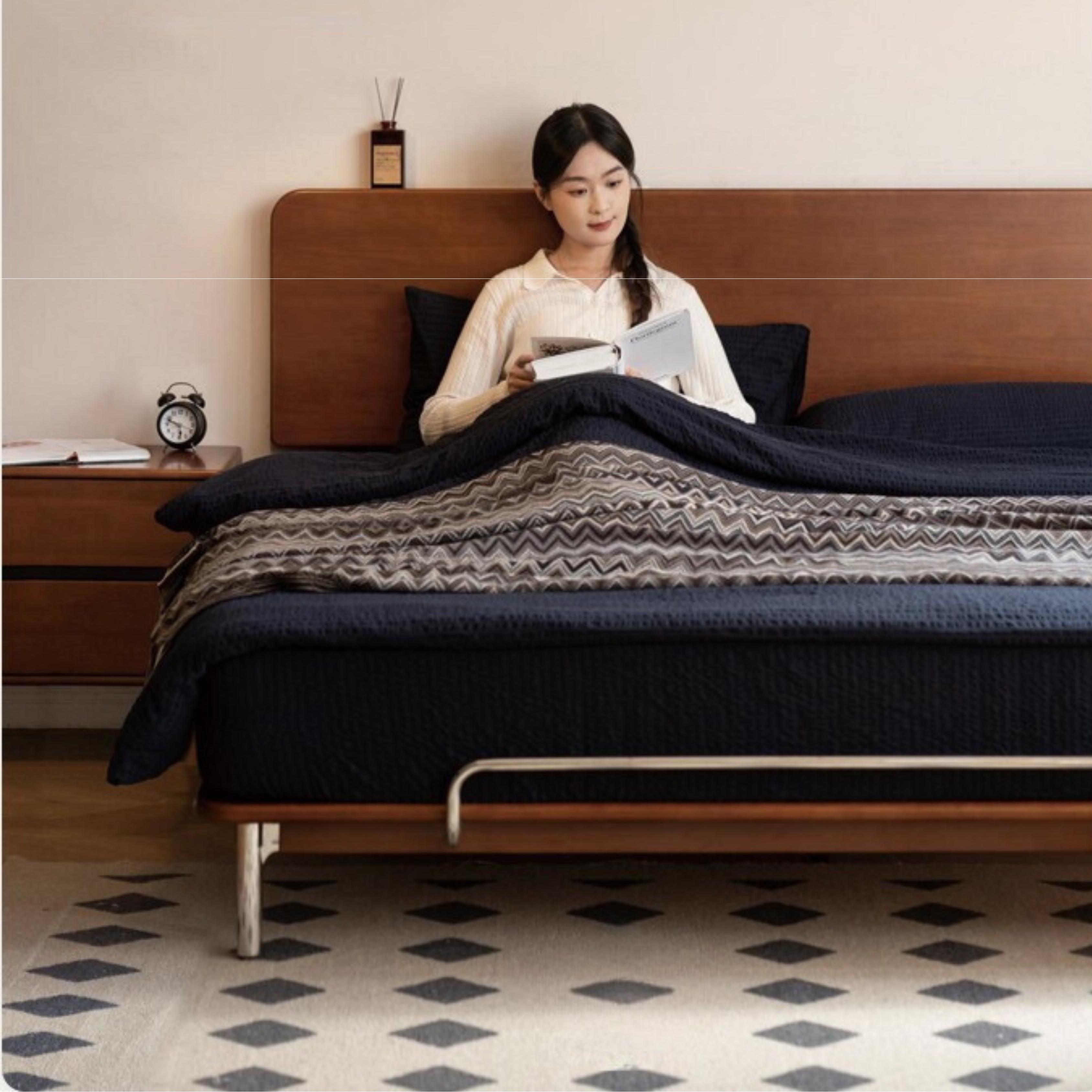 Medieval Style Solid Poplar Wood Bed Frame - Handcrafted Rustic Bed for Bedroom, Guest Room & Castle Themed Decor