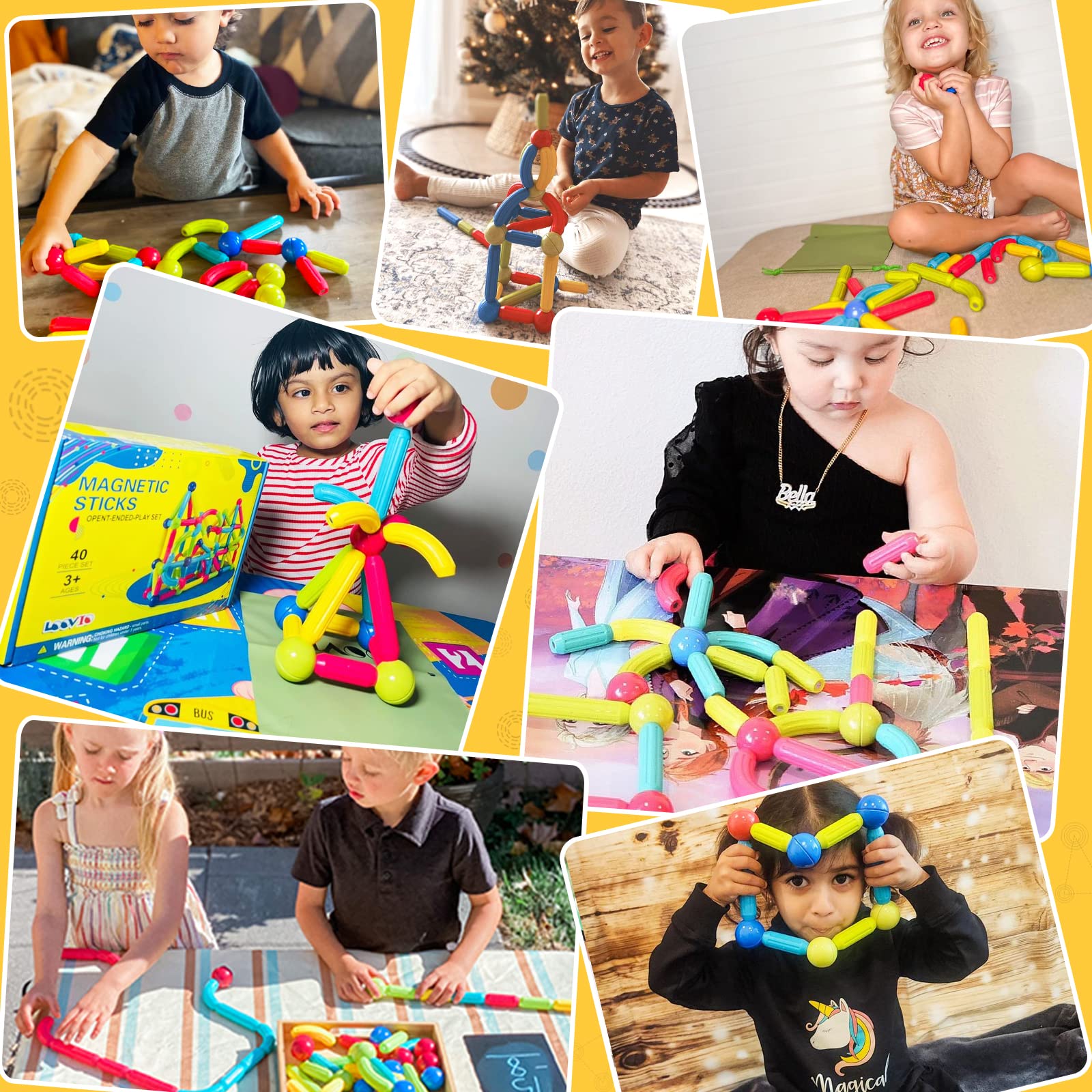 Magnetic Building Blocks for Toddlers - Montessori Educational STEM Toys for 3+ Year Old Boys & Girls, DIY Learning Construction Set (Great for Preschool Classroom, Birthday Gift & Creative Play)