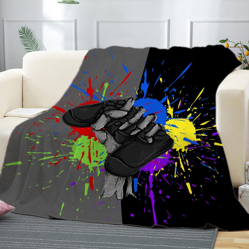 Soft Warm Gaming Fleece Blanket 50x60 Inches - Cozy Gamer Blanket for Couch, Sofa & Bed - Perfect for Room Decor, Winter Nights & Esports Enthusiasts
